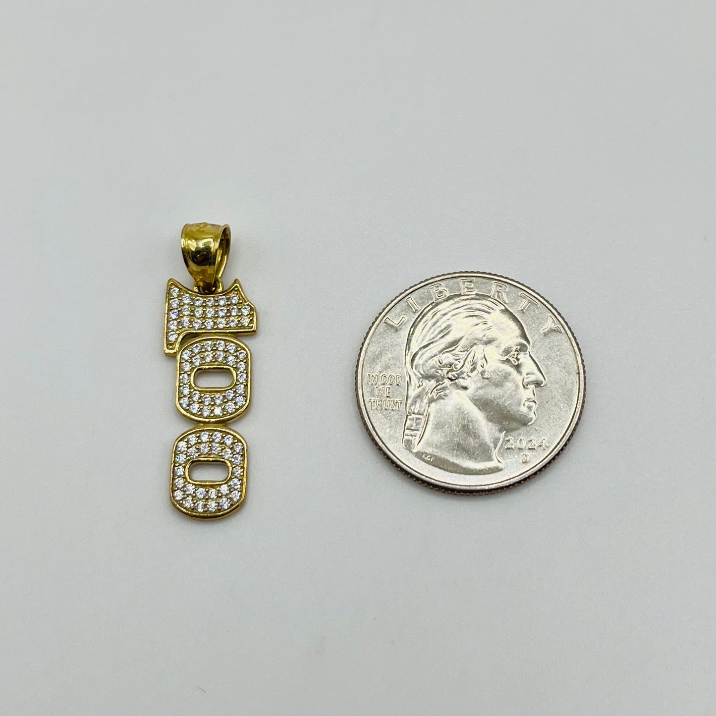 10k Gold 100 Vertical Charm
