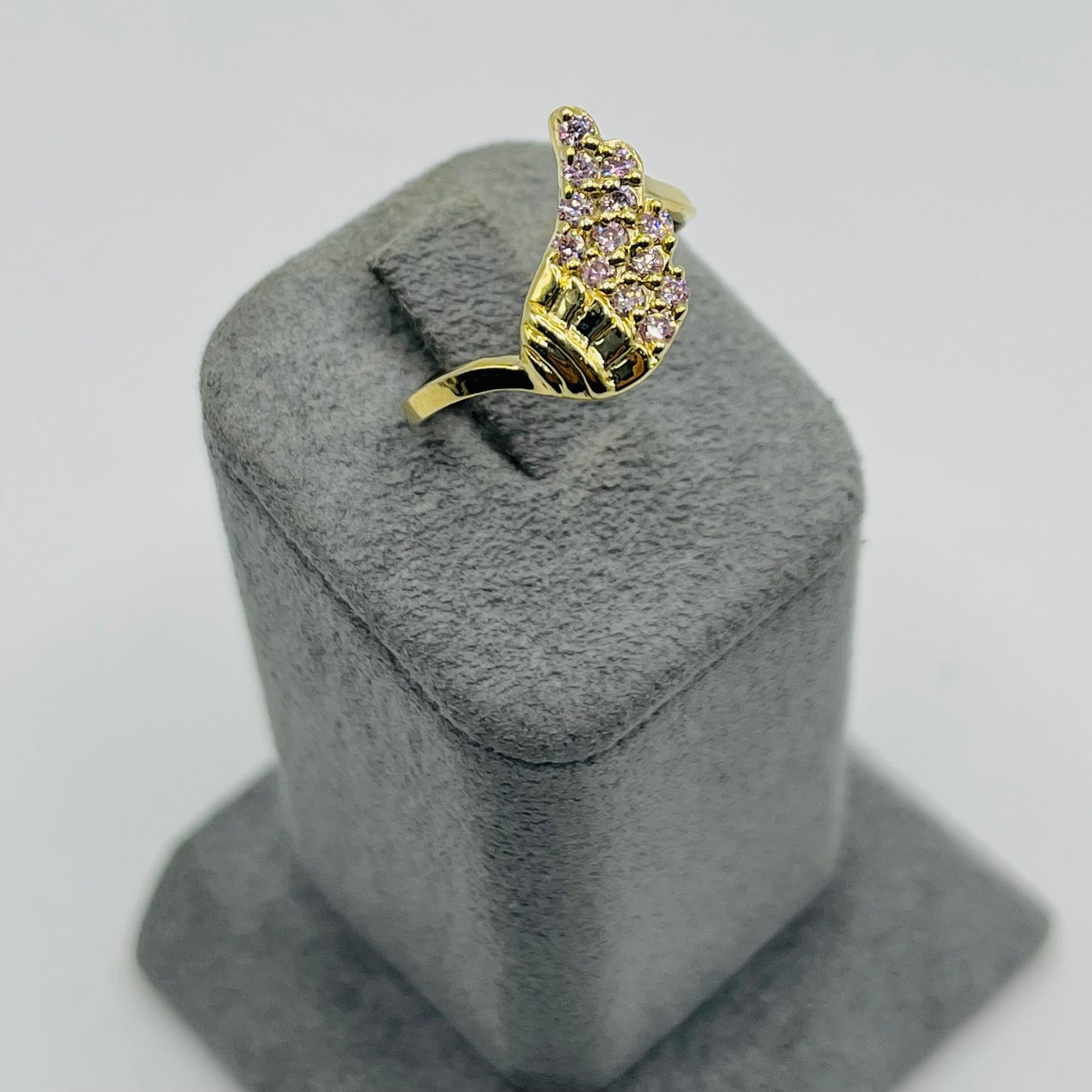 10k Gold Wing Pink Cz Ring