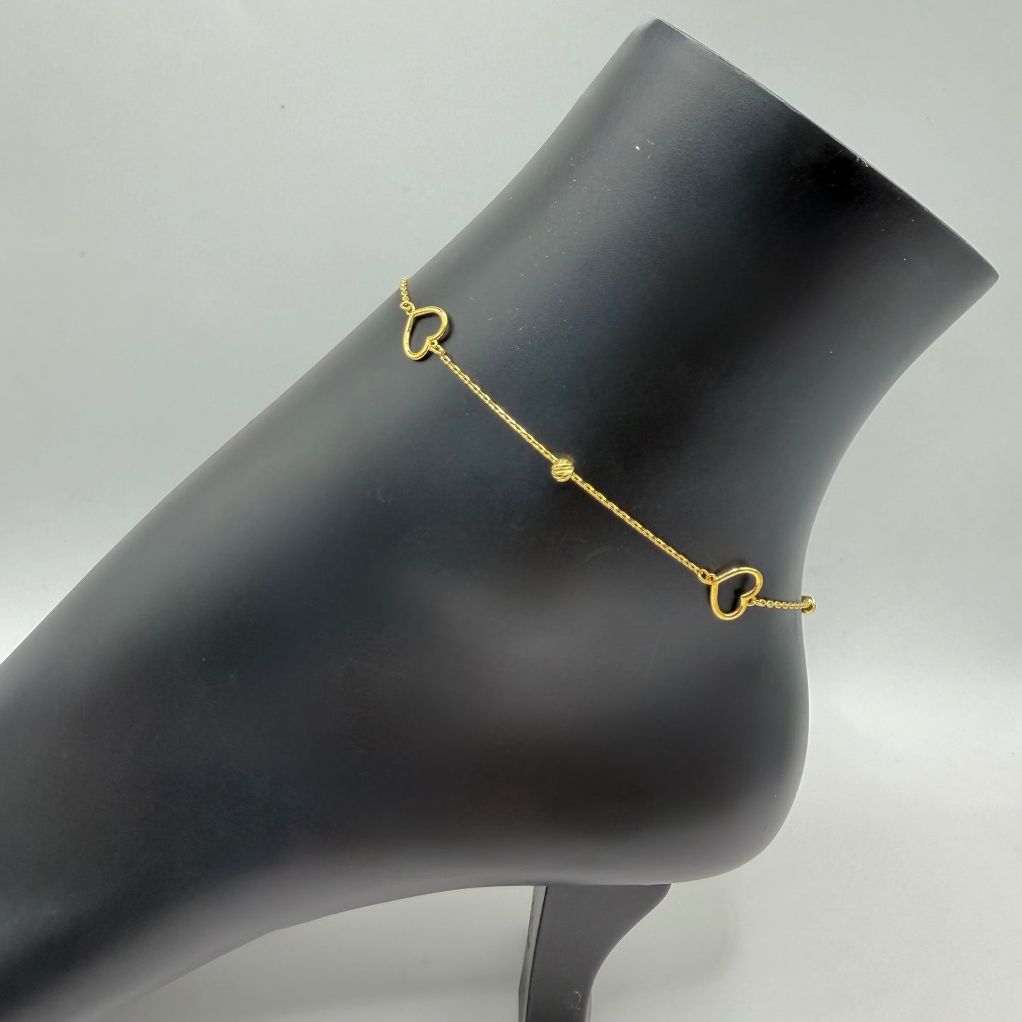 10k Gold Fancy Heart Anklet