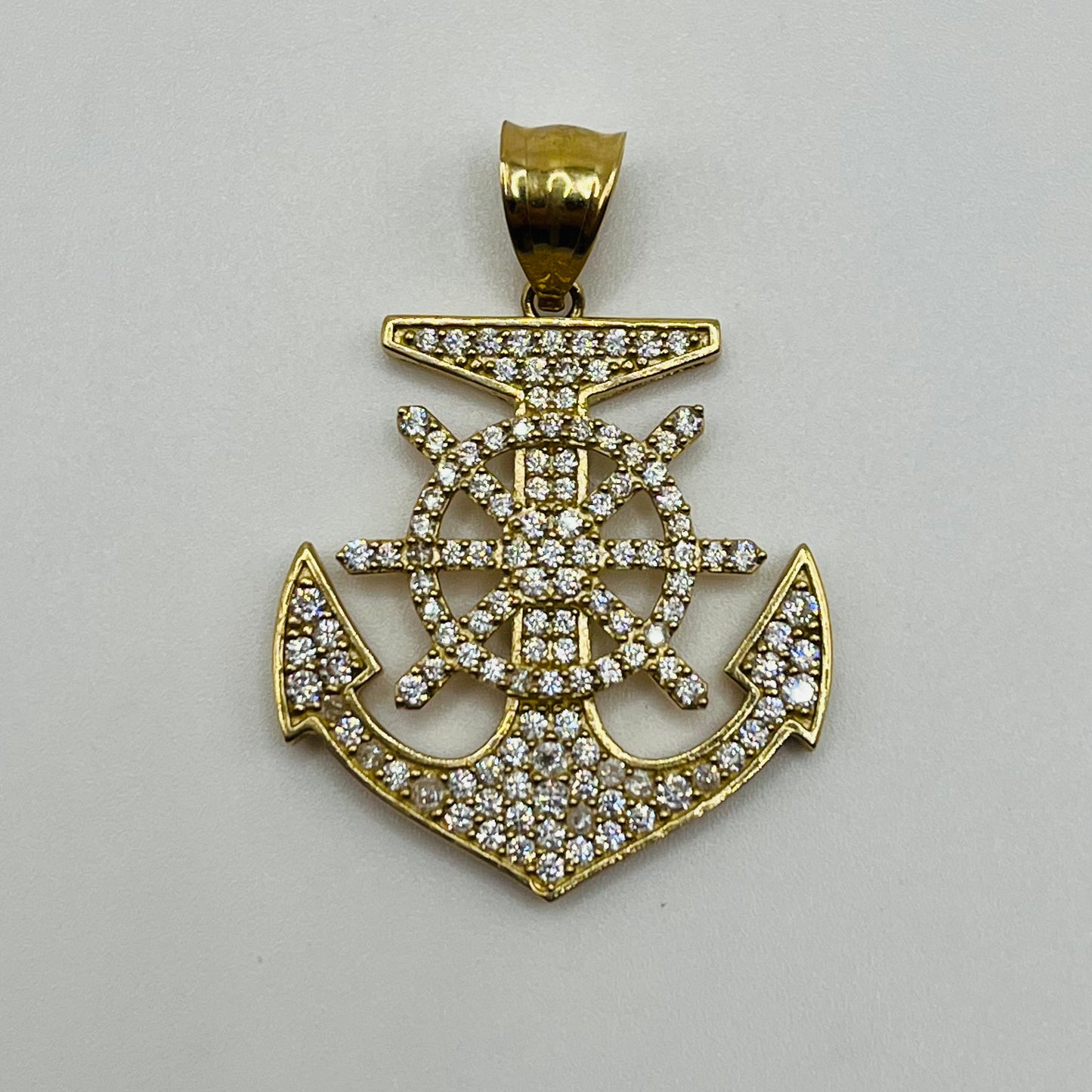 10k Gold Cz Anchor Charm