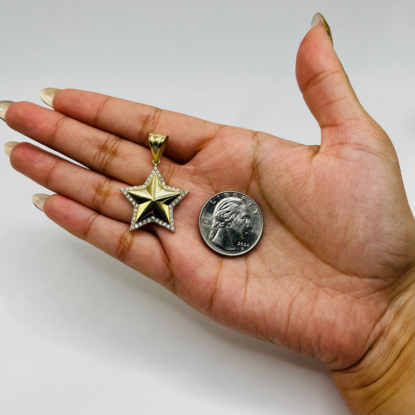 10k Gold CZ Outlined Star Charm