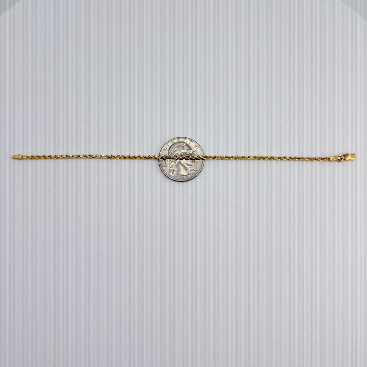 10K Gold 2mm Hollow Rope Bracelet