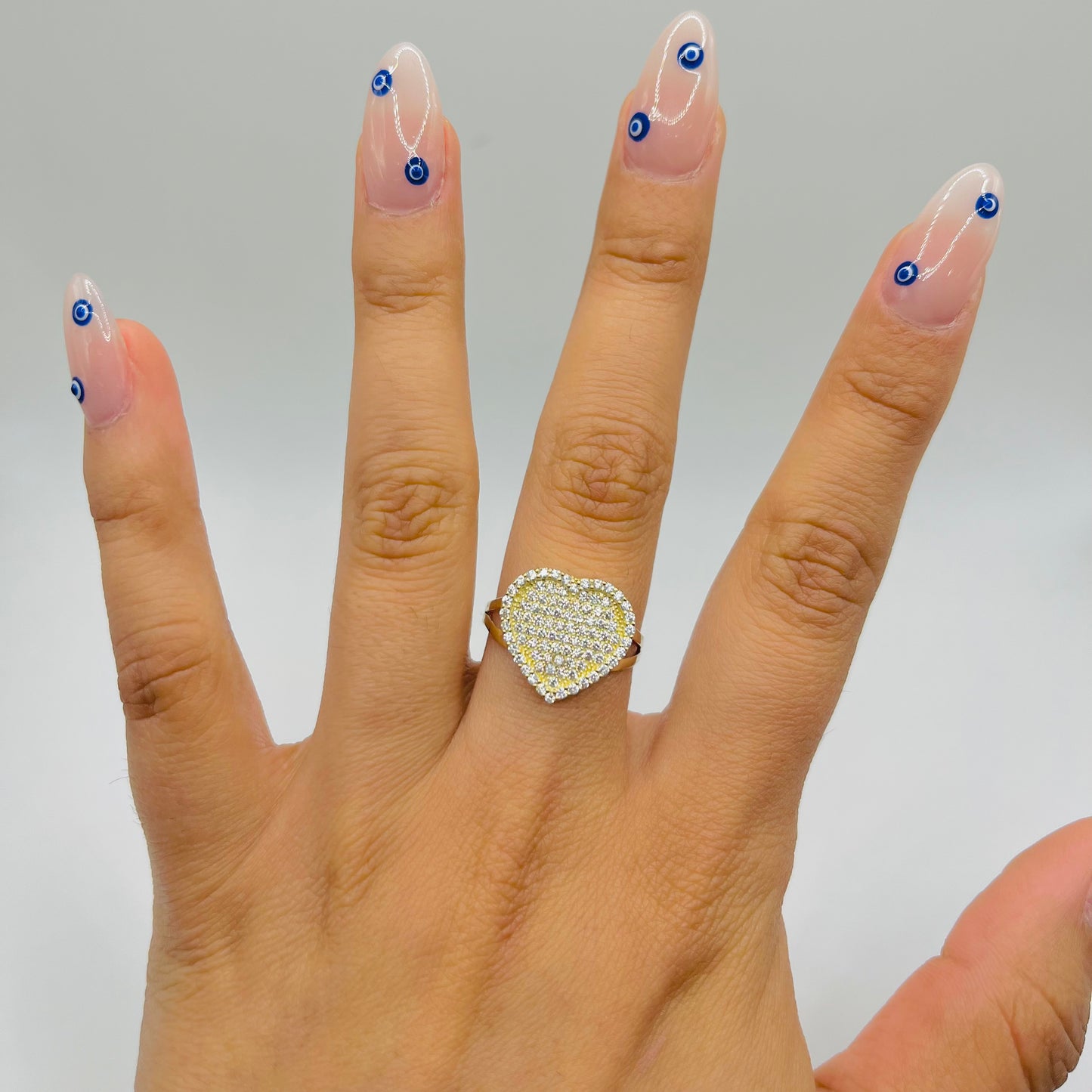 10k Gold Flat Cz White Heart Ring (S)