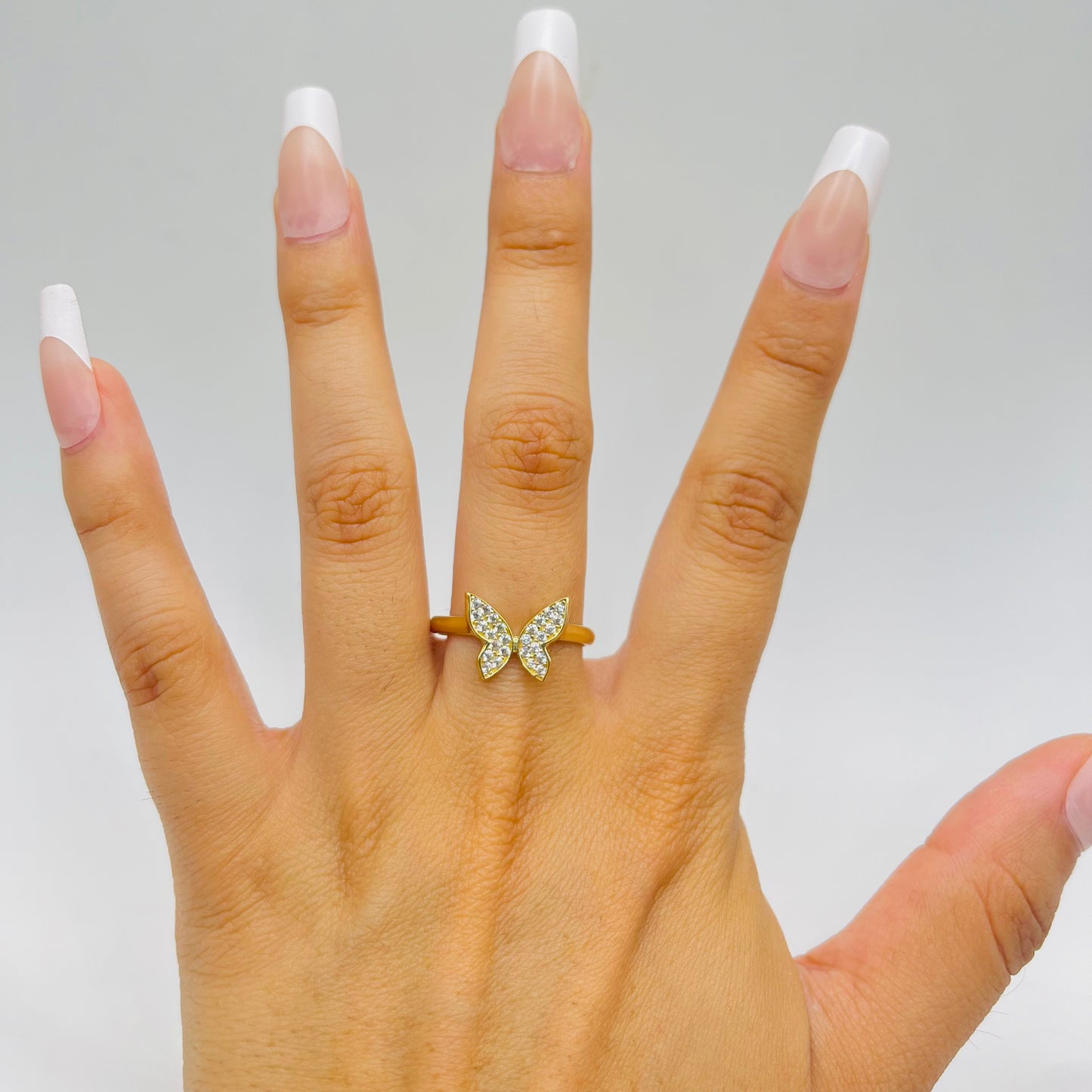 14k Gold Cz Butterfly Ring