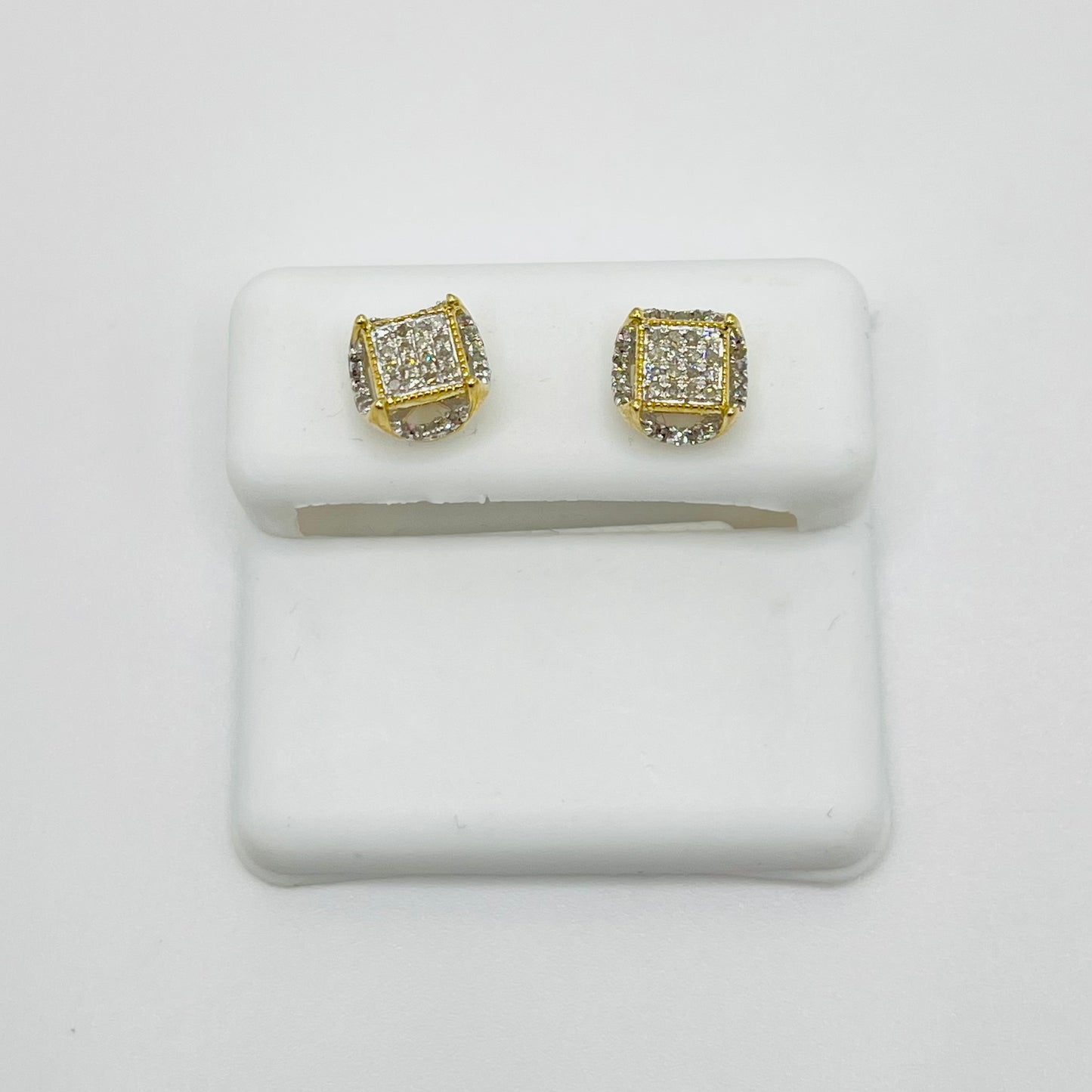 10k Gold Diamond Disc Earrings (Screwback Earrings)