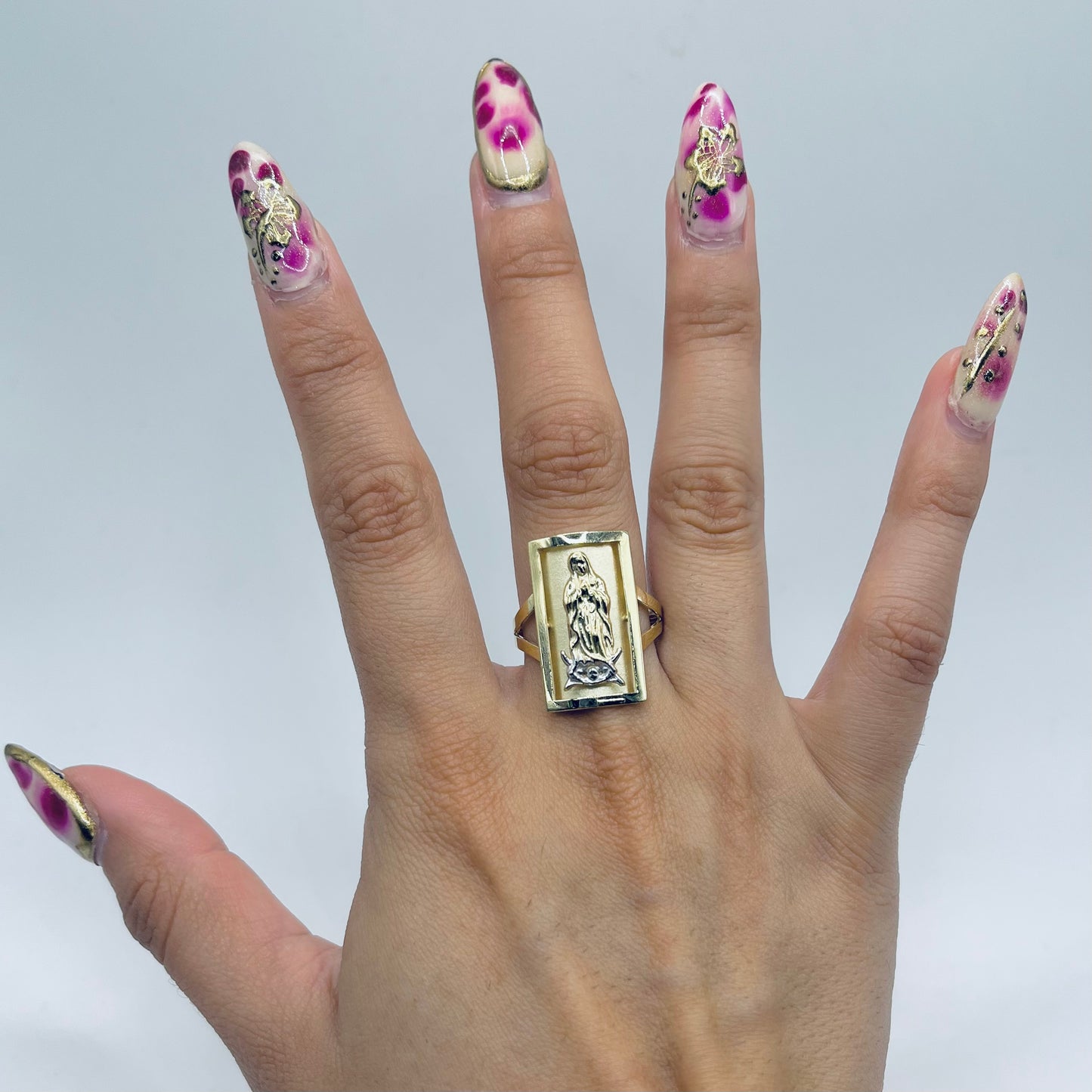 10k Gold Square Virgin Mary Ring