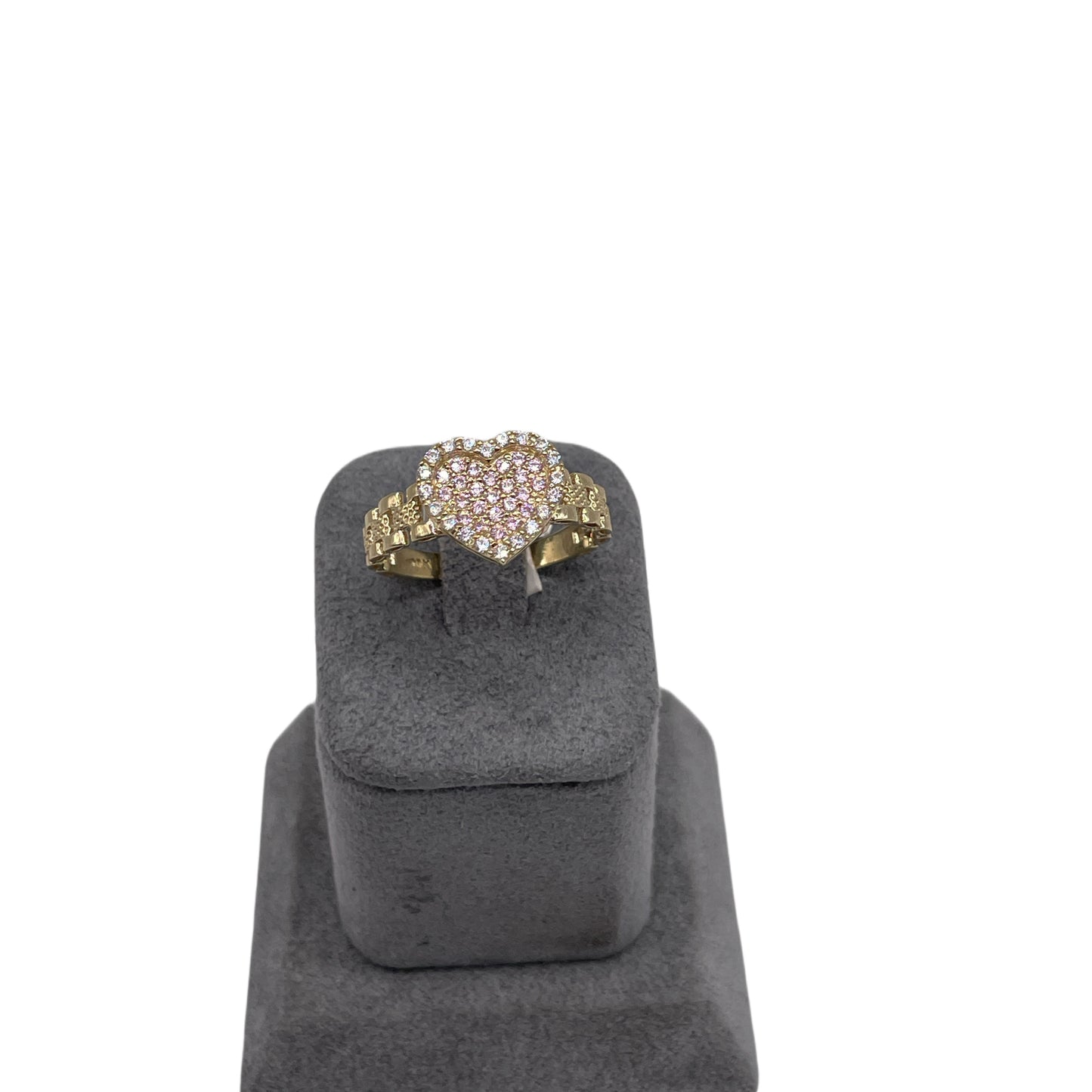 10K Gold RX Pink Heart Ring (6mm band)
