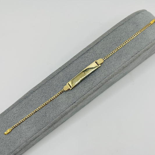 10K Gold 2mm Pave Cuban ID Bracelet