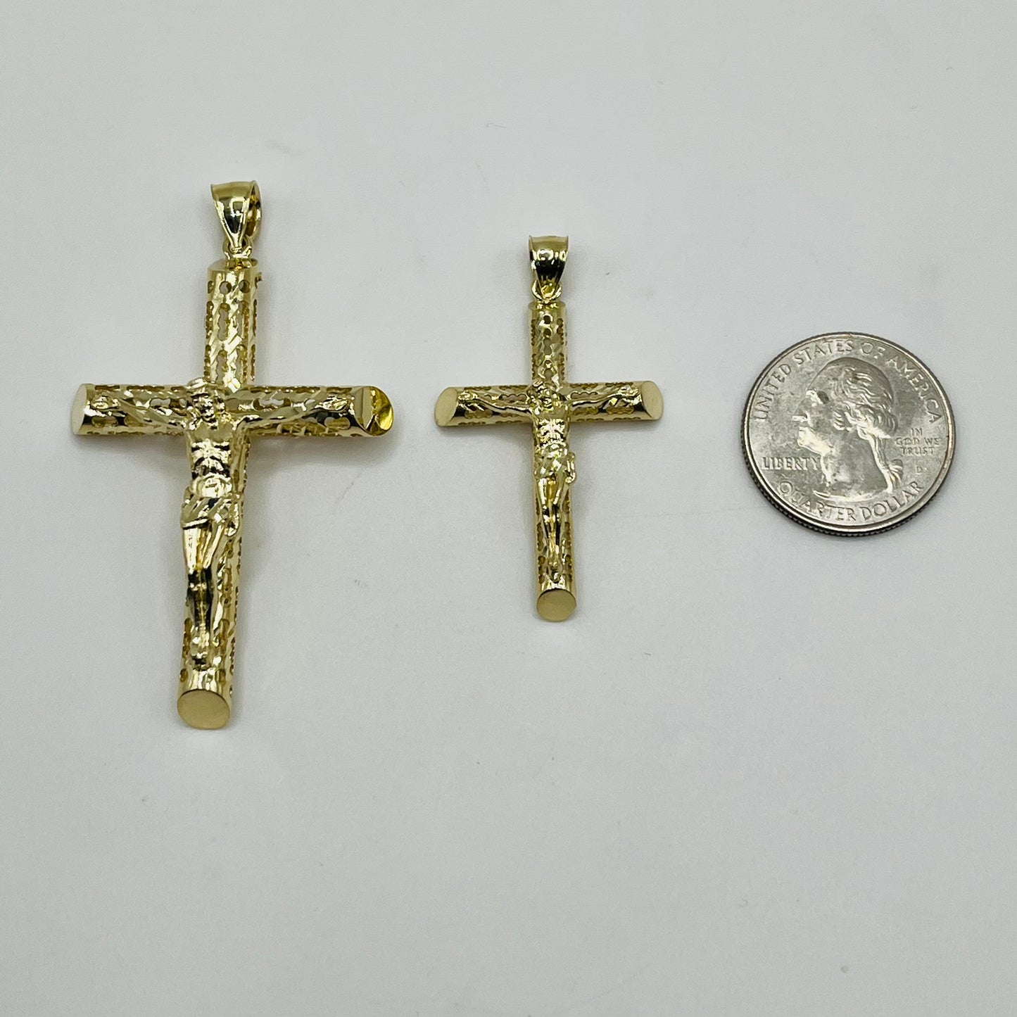 10k Gold Anointed Crucifix Cross Charm (L)