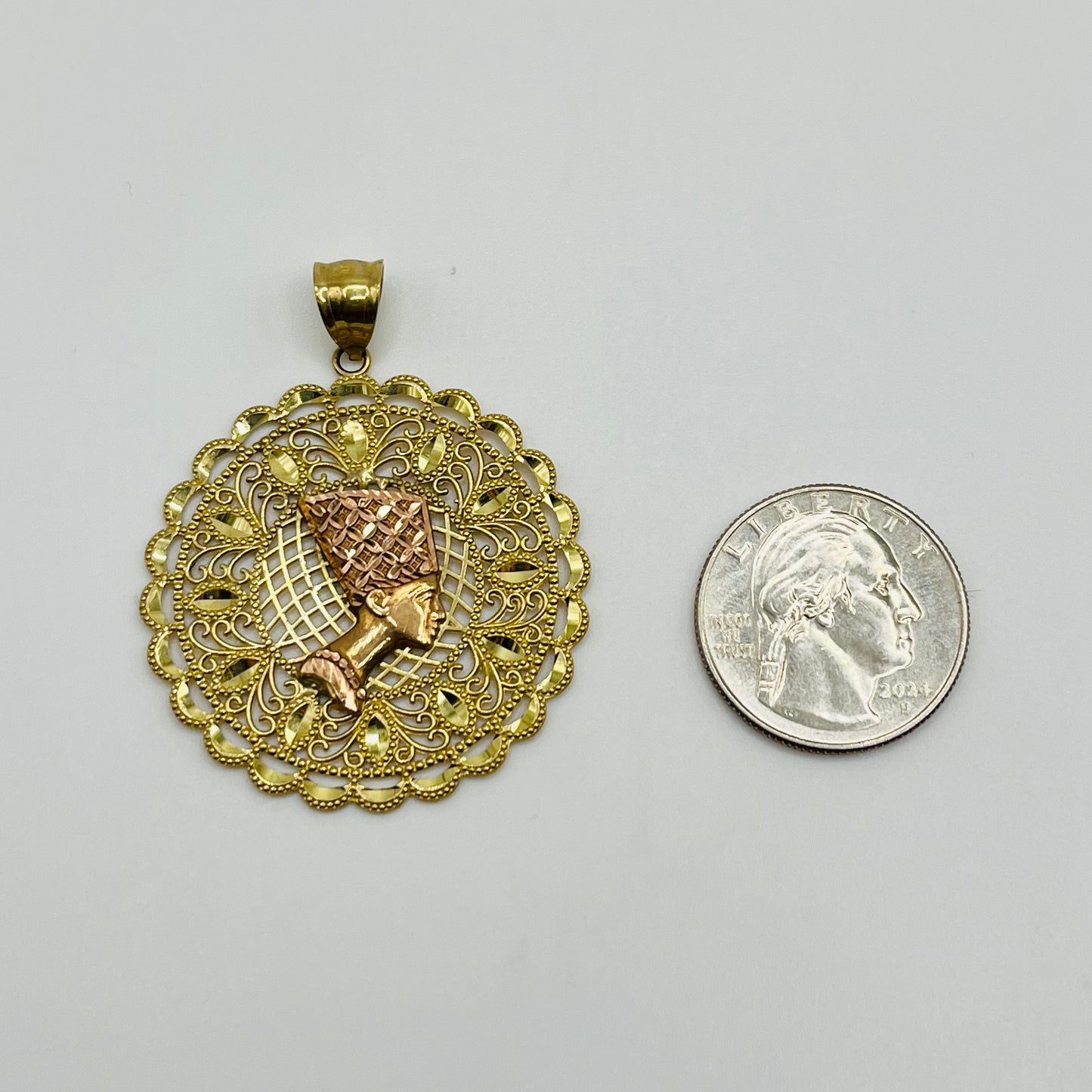 10k Gold Round Rose Gold Nefertiti Charm