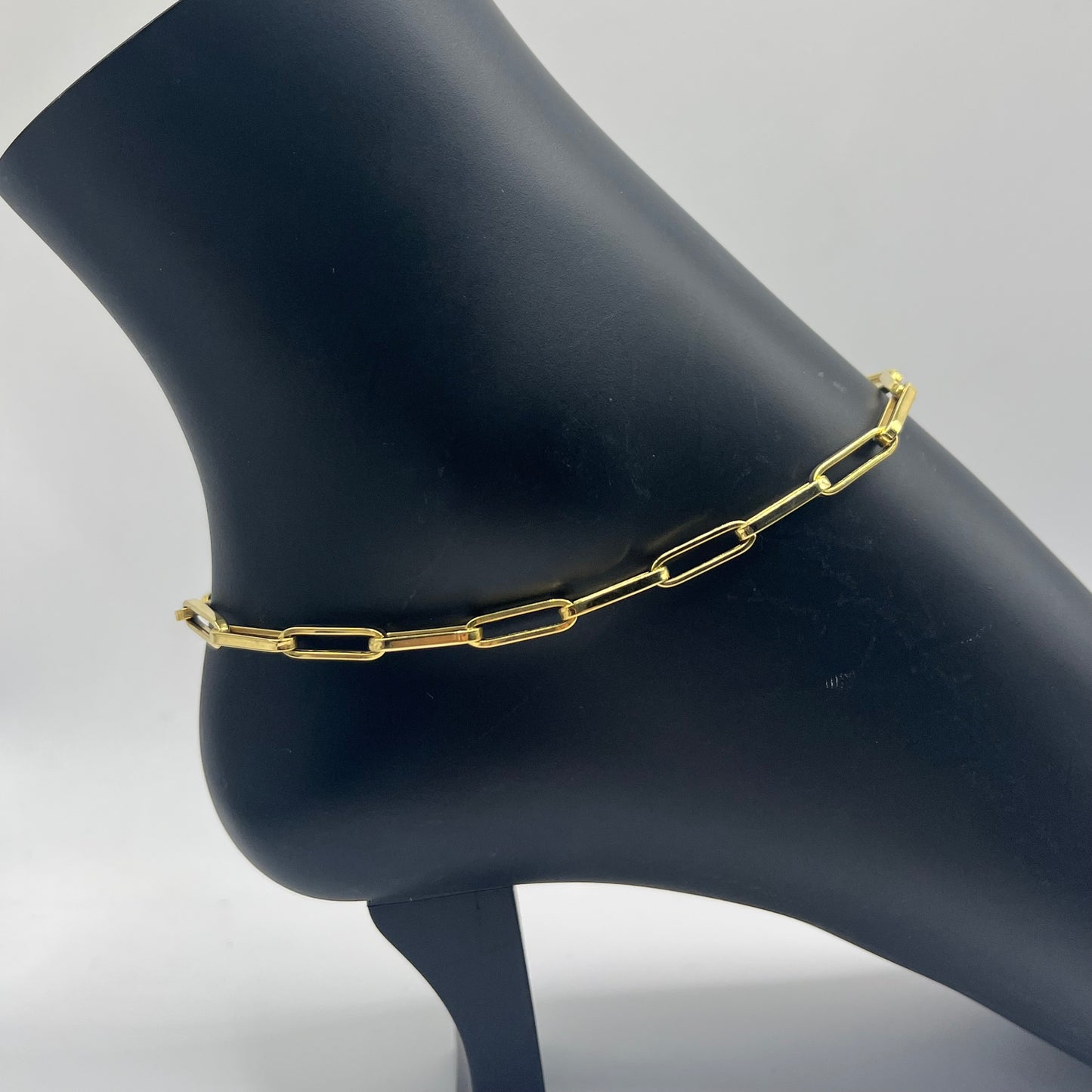 10K Gold 4mm Paperclip Anklet