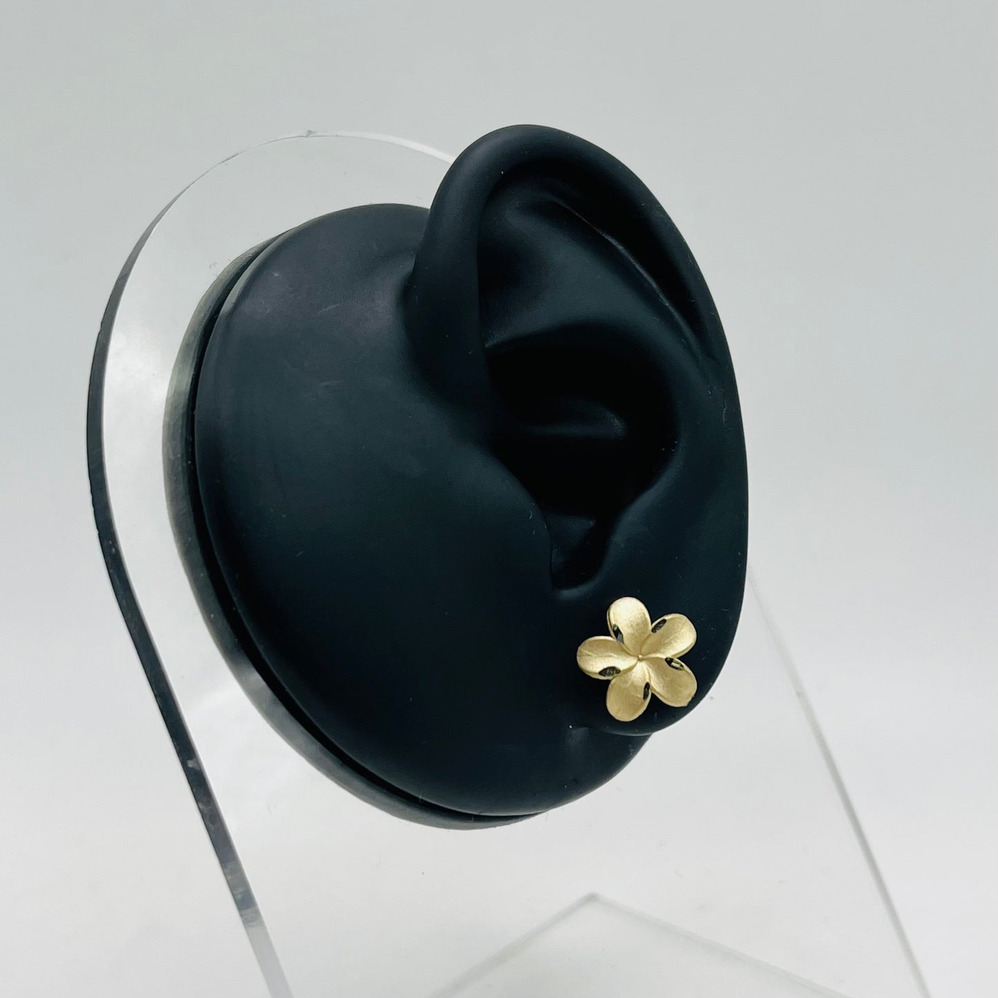 10k Gold Satin Hibiscus Earrings (M)
