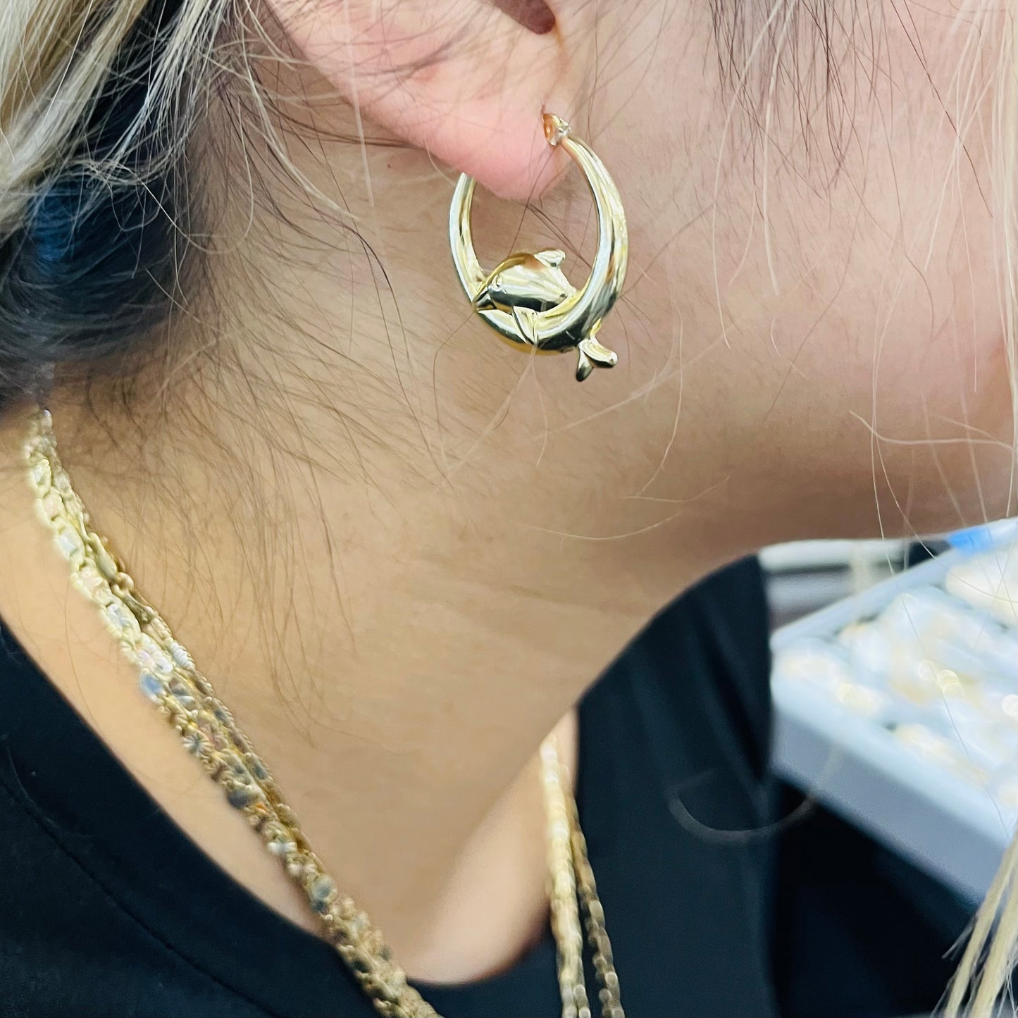 10K Gold Dolphin Hoops (sm)