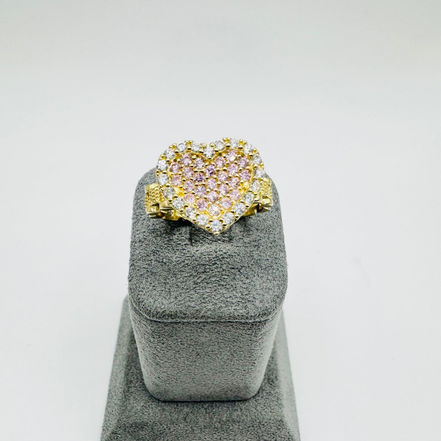 10K Gold RX Pink Heart Ring (Large)
