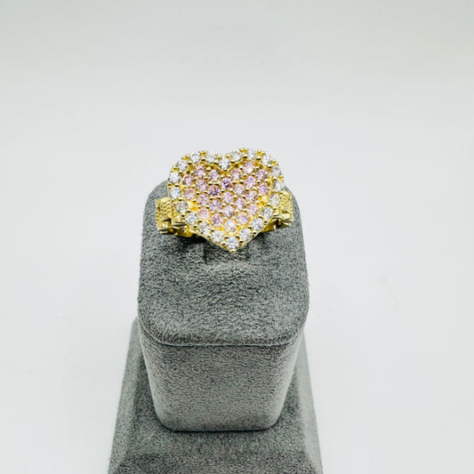 10K Gold RX Pink Heart Ring (Large)