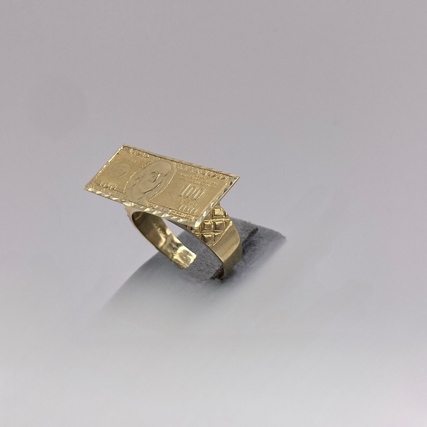 10K Gold $100 Bill Ring