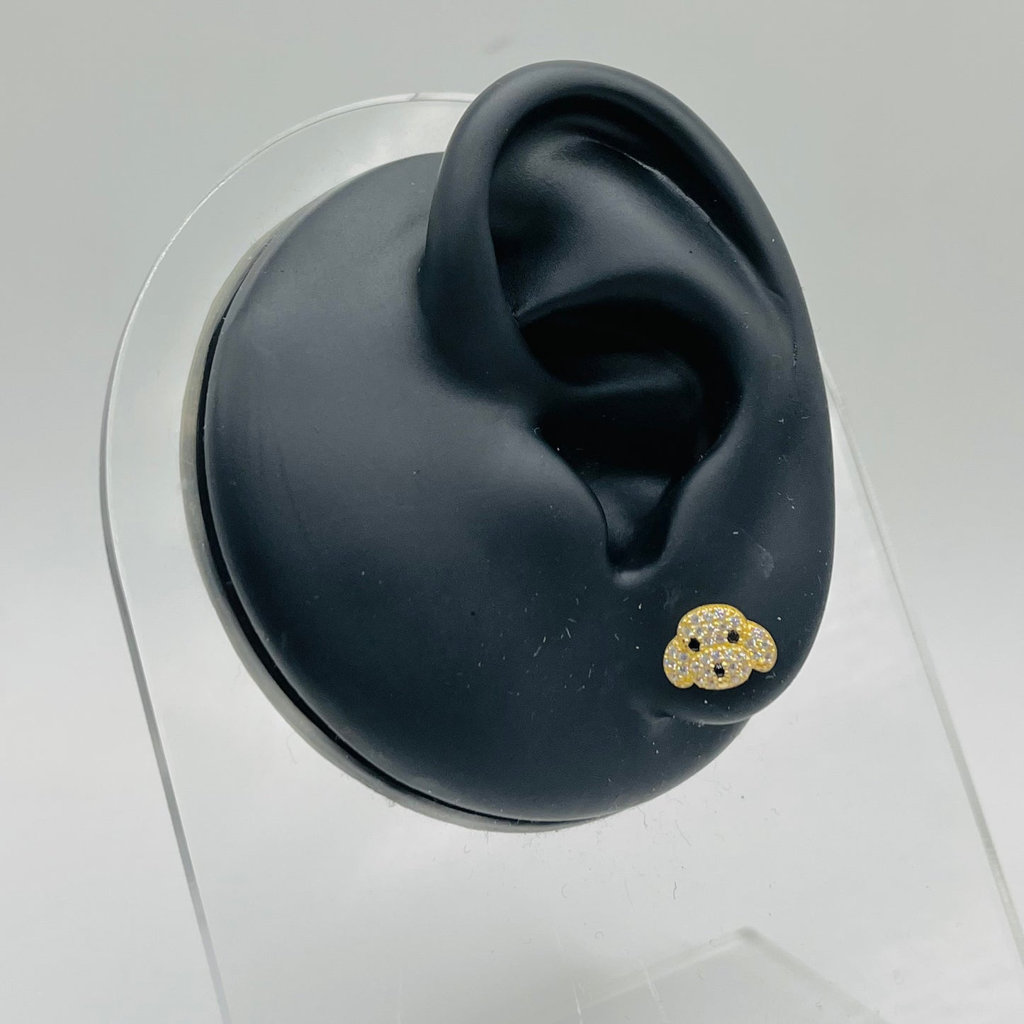 10k Gold Cz Dog Earrings