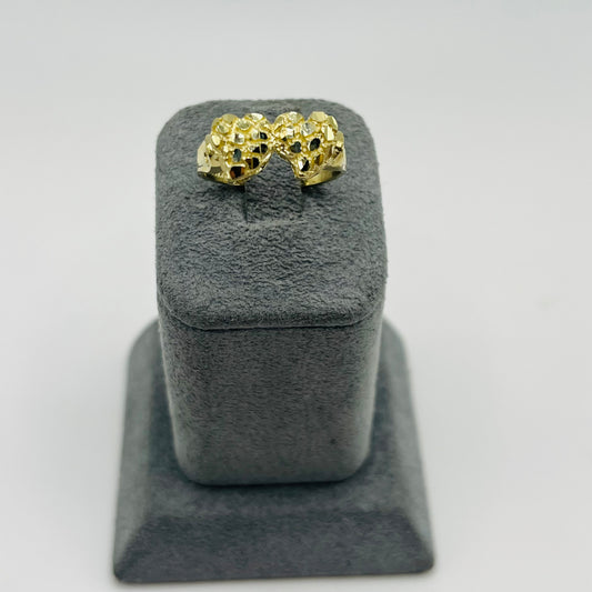 10k Gold Double Heart Nugget Ring