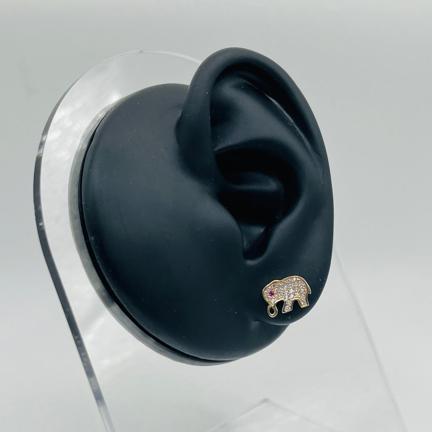 10k Gold Cz Elephant Earrings