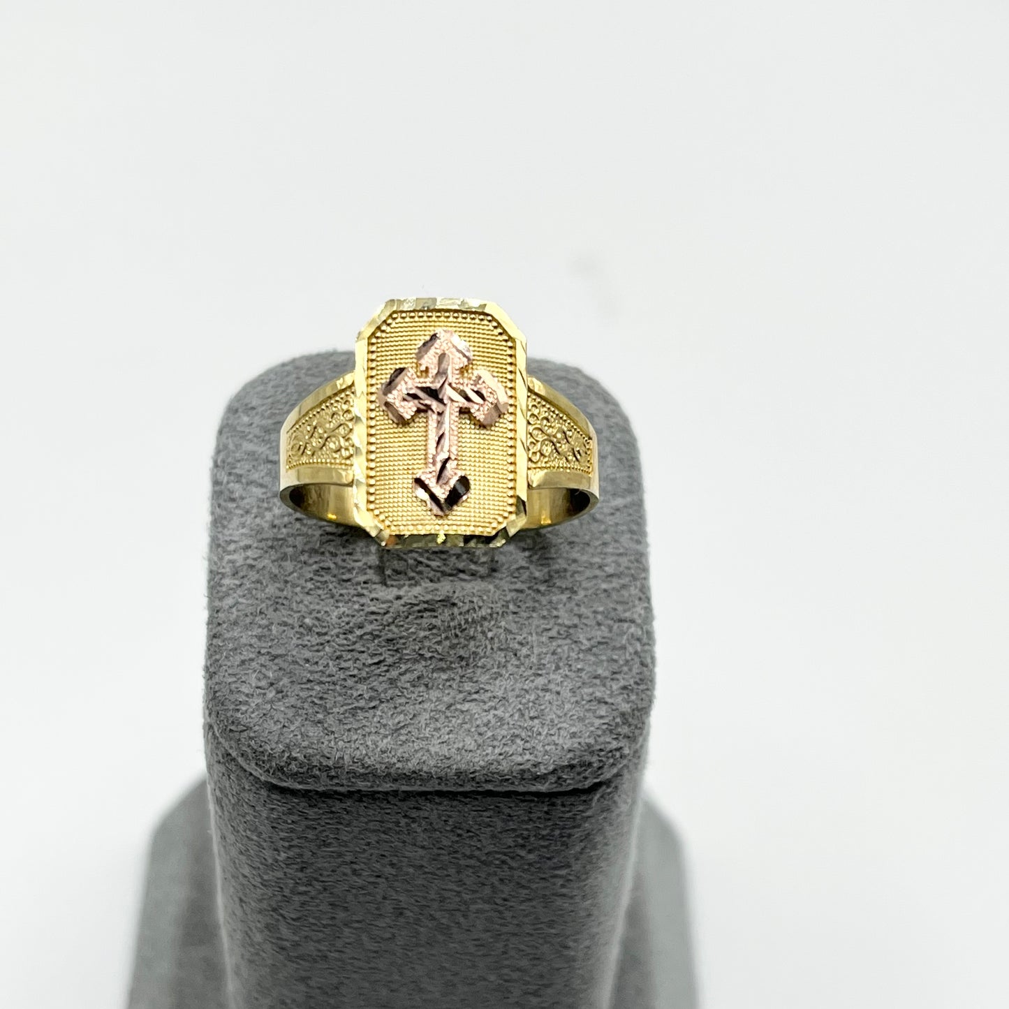 10K Rose Gold Cross Ring