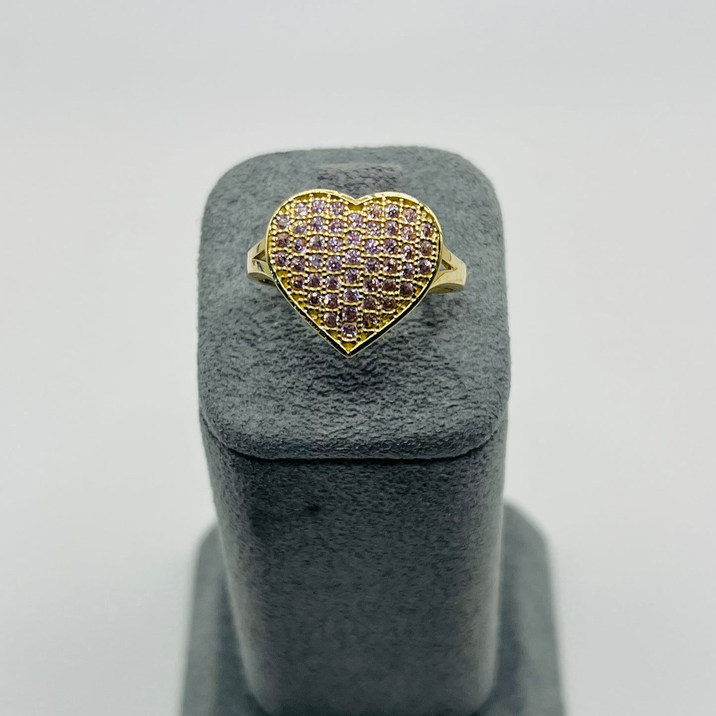 10K Gold Domed Pink Heart Ring (small)