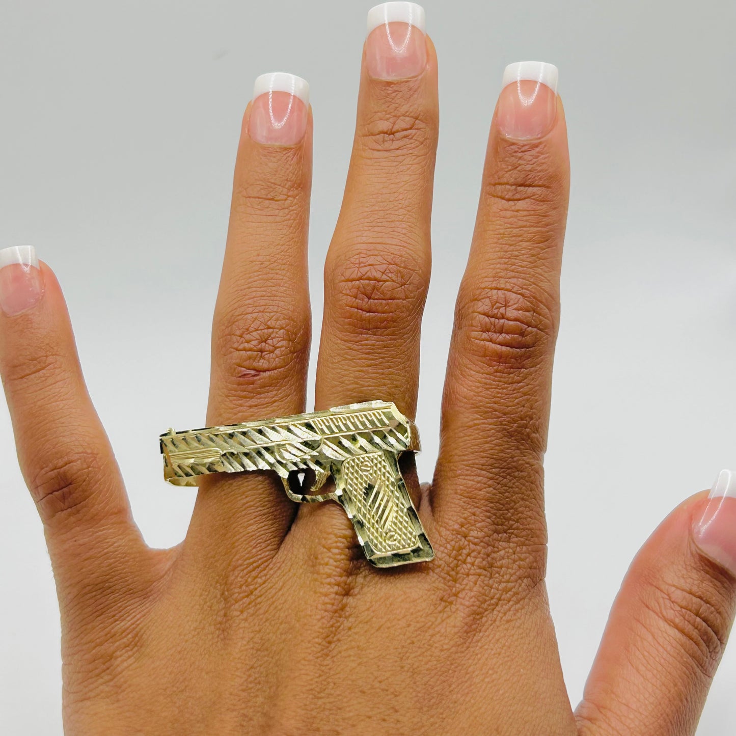 10K Gold 2-Finger Hand Gun Ring