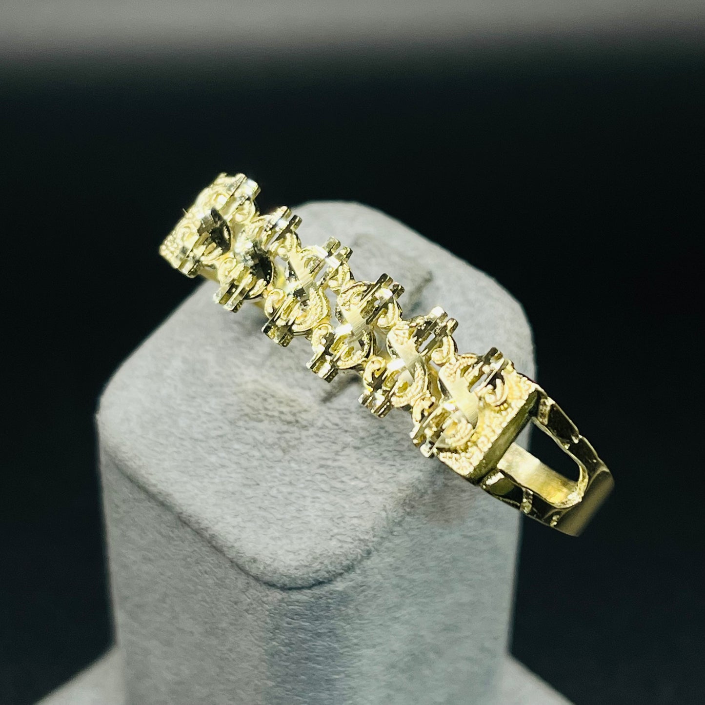 10K Gold Money Signs Two Finger Ring