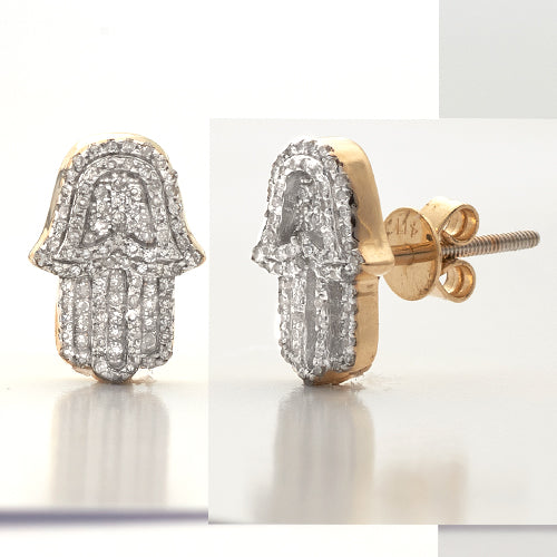 10k Gold Diamond Hamza Earring Studs