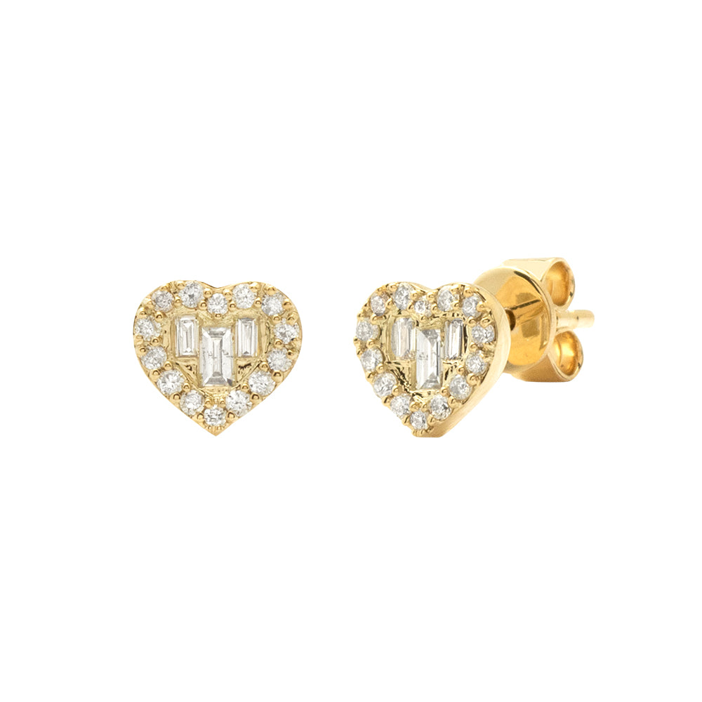 14k Gold Cluster Heart Earrings (Screwback) 9mm