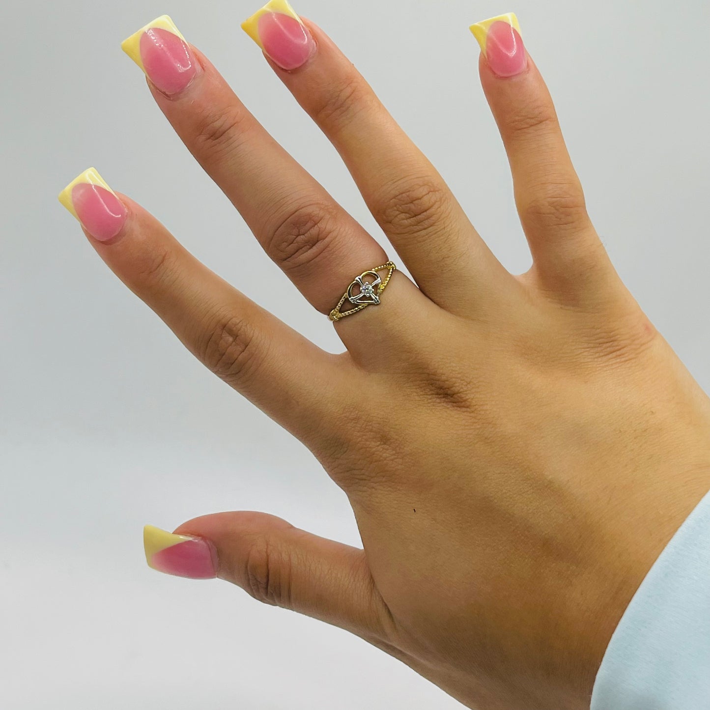 10k Gold Two-tone Cz Lady Heart Ring