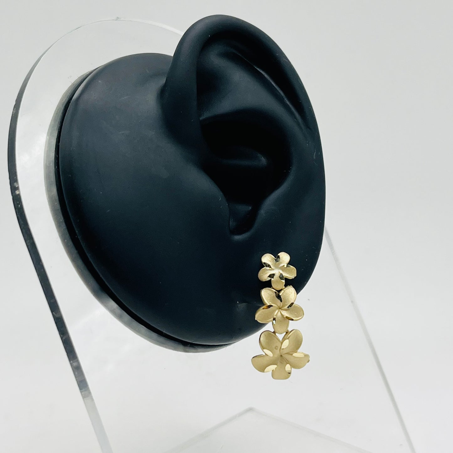 10k Gold Satin Hibiscus Drop Earrings