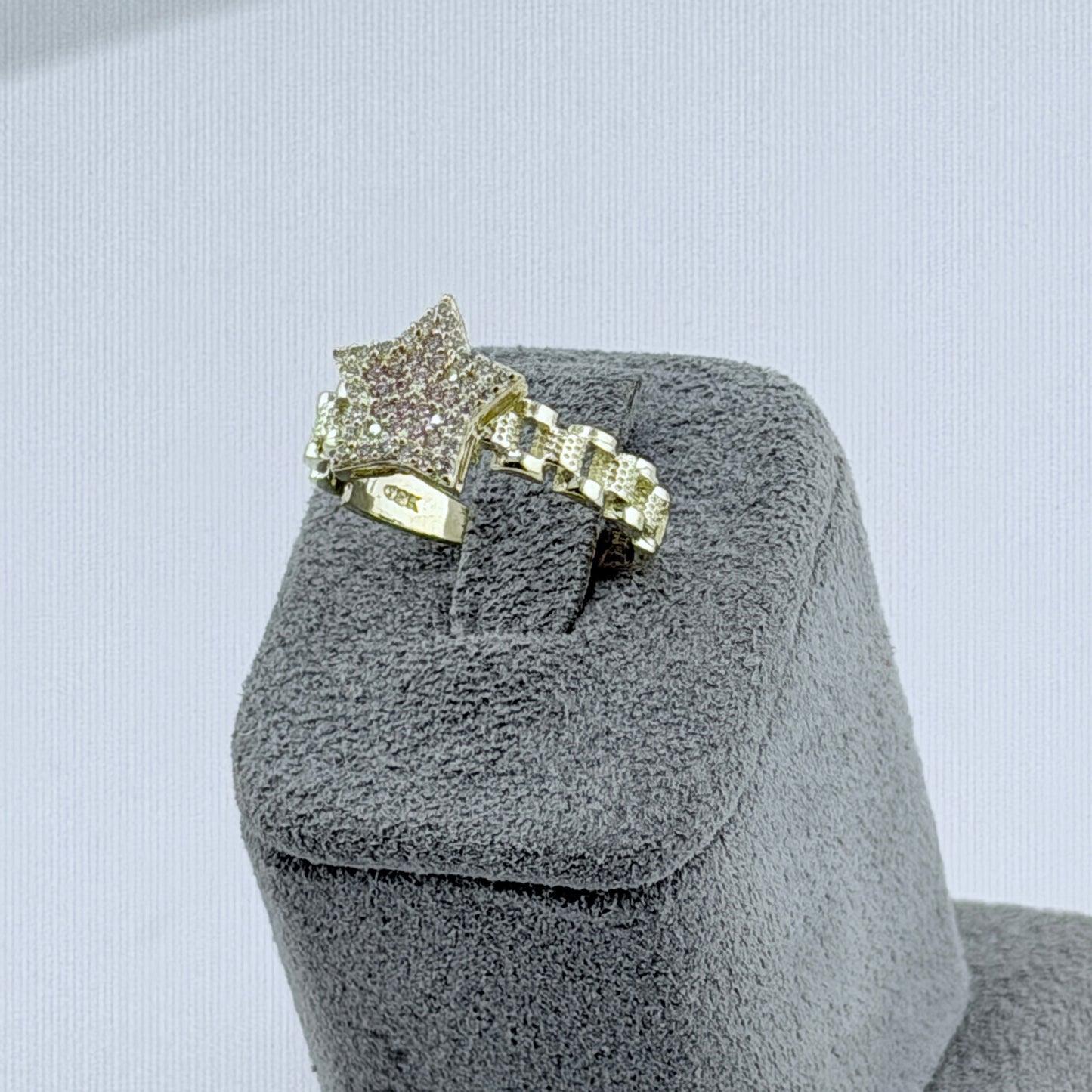 10K Gold CZ Star Rx Ring