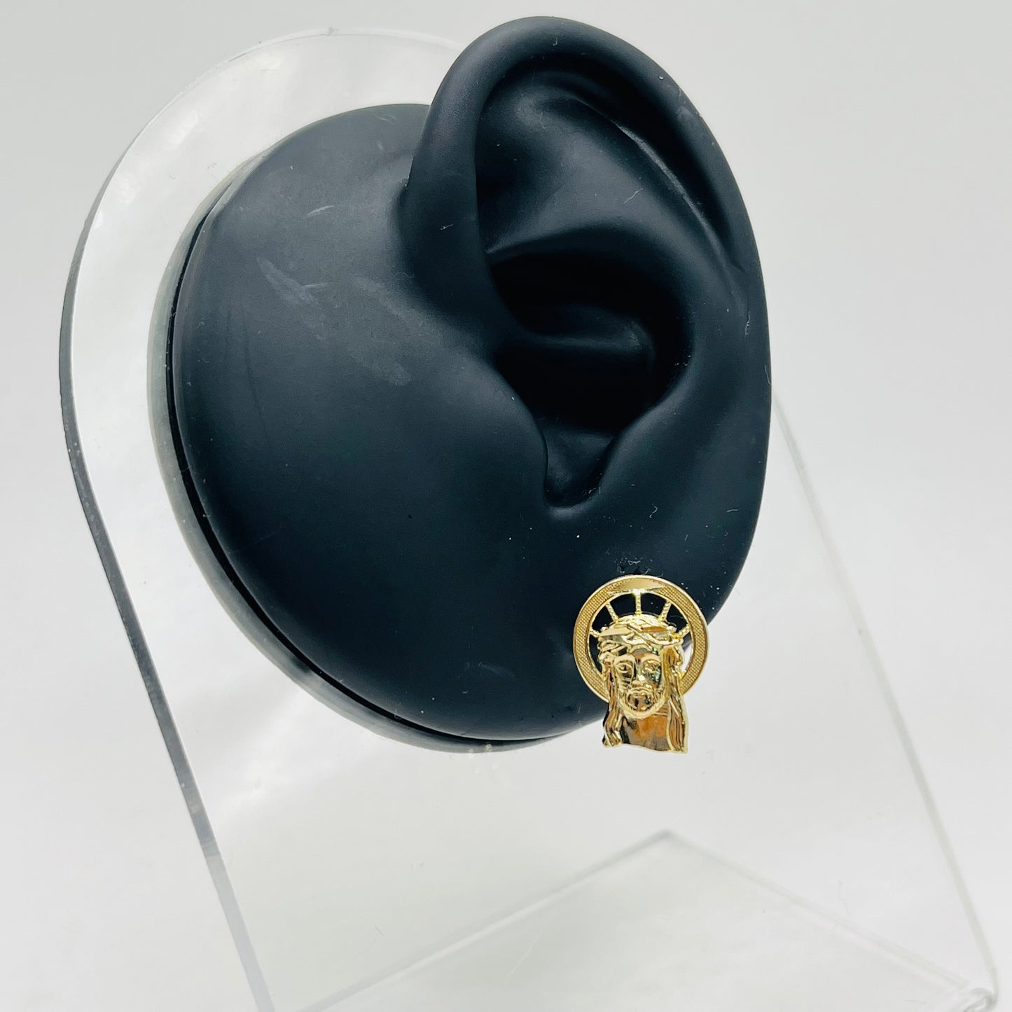 10k Gold Halo Jesus Earrings