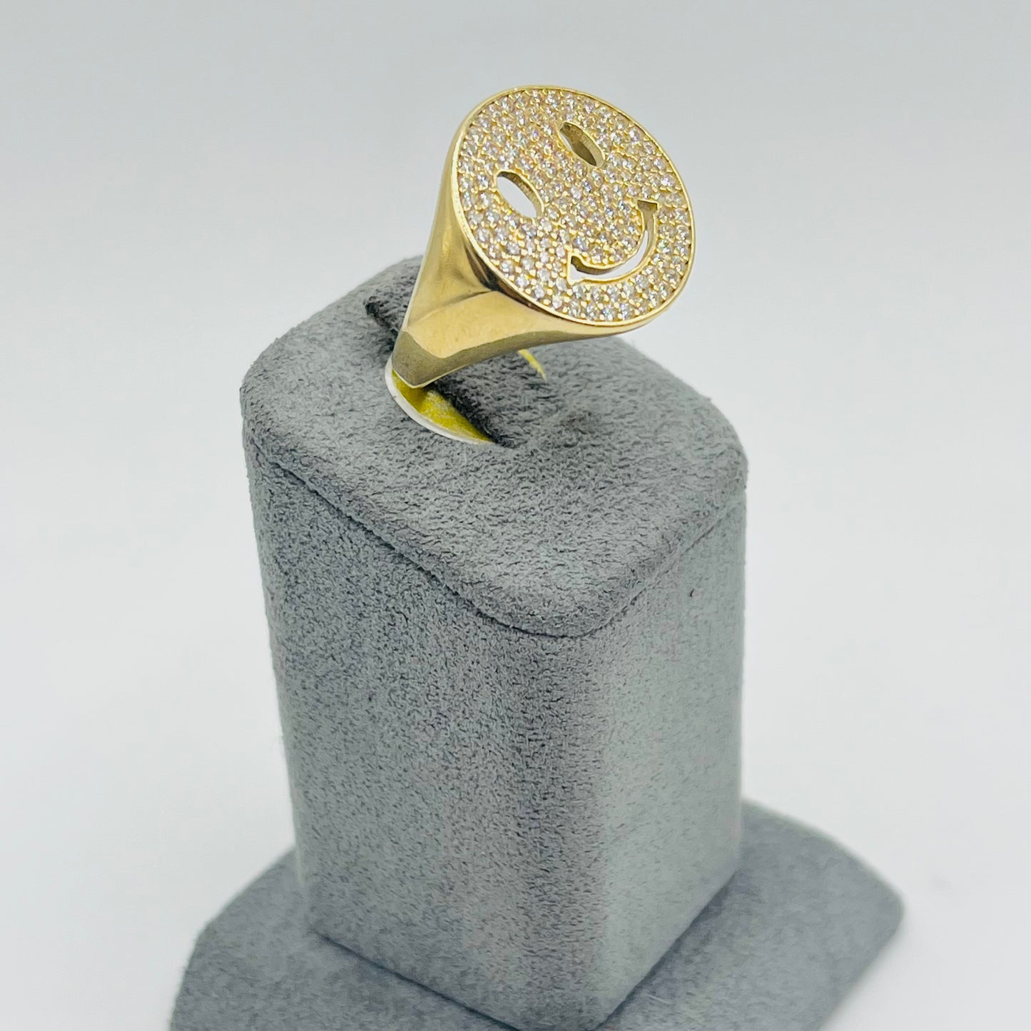 14k Gold Cz Smiley Face Ring