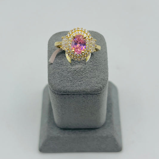 14k Pink Cz Round Cut Ring