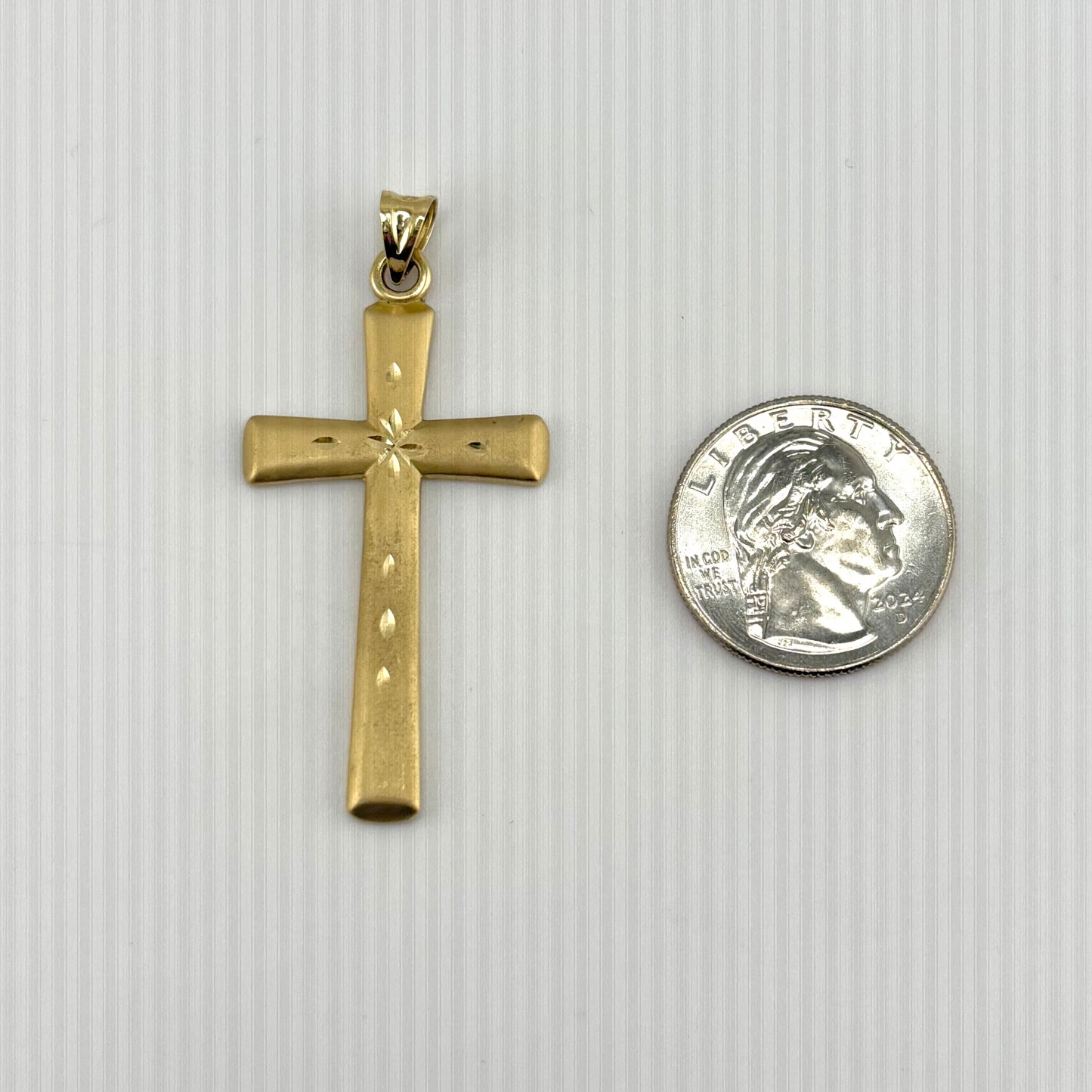 10k Gold Matte Starshine Cross Charm