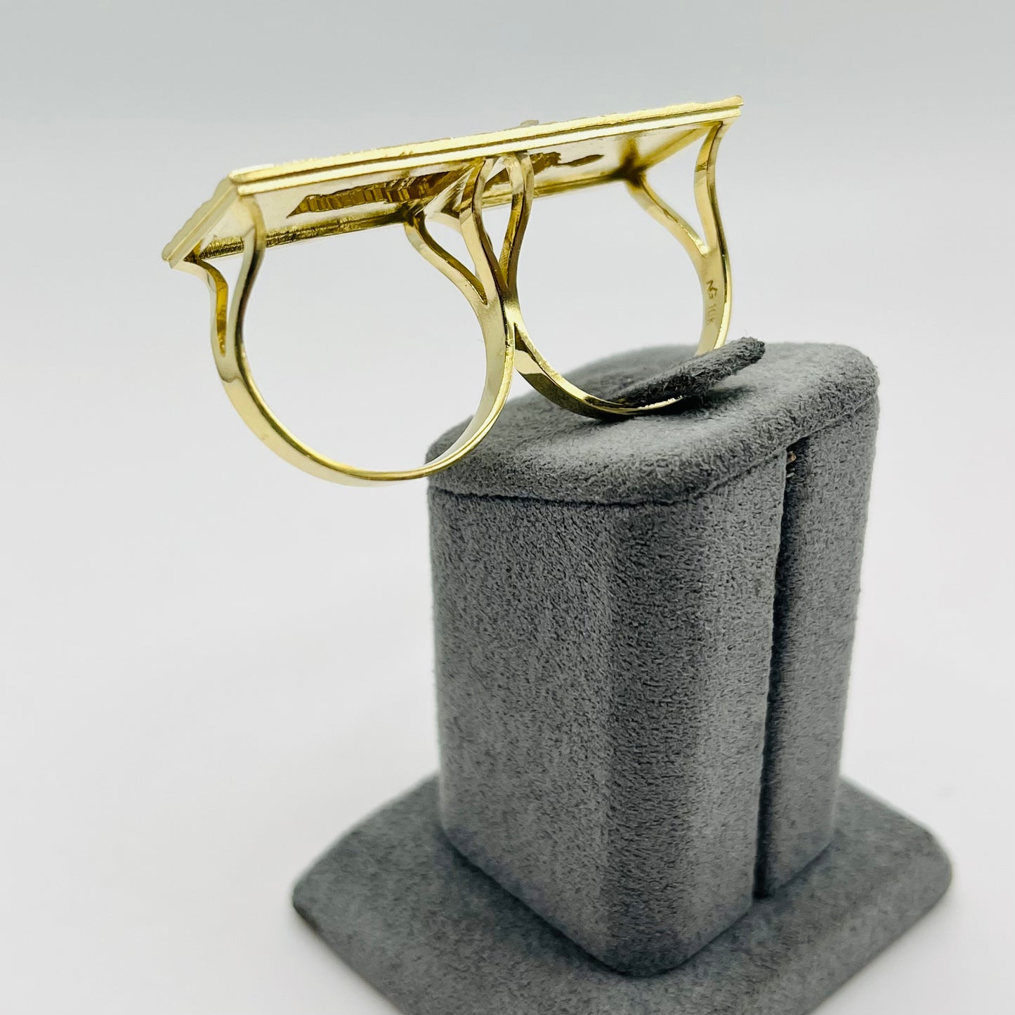 10k Gold San Judas Two-Finger Ring