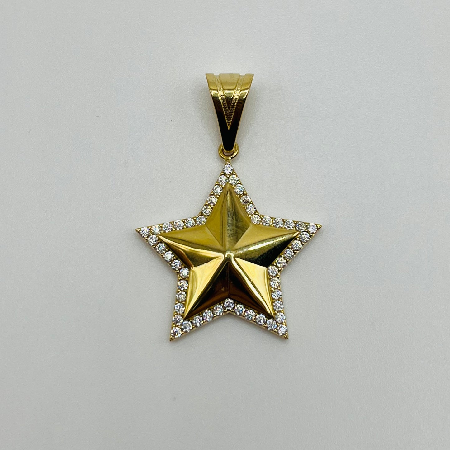 10k Gold CZ Outlined Star Charm