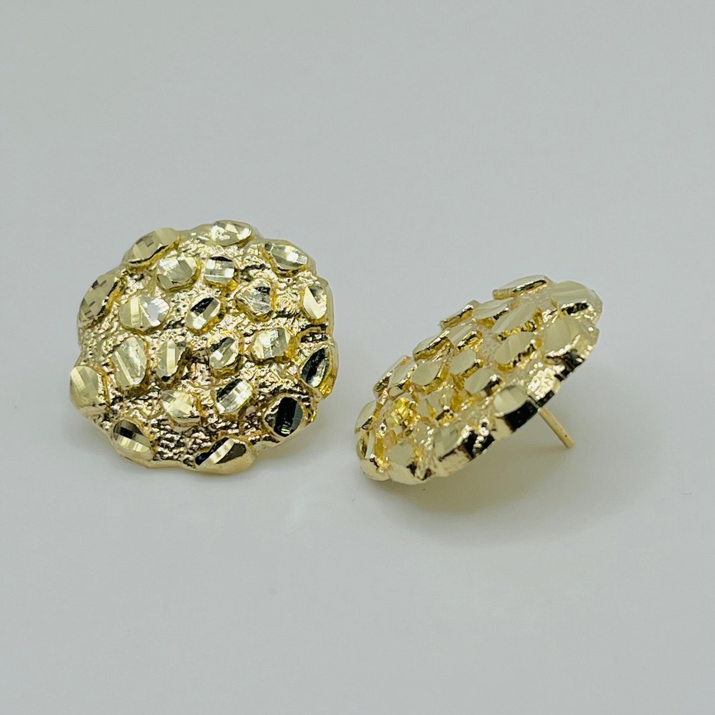 10K Gold 20mm Round Nugget Earrings (XL)