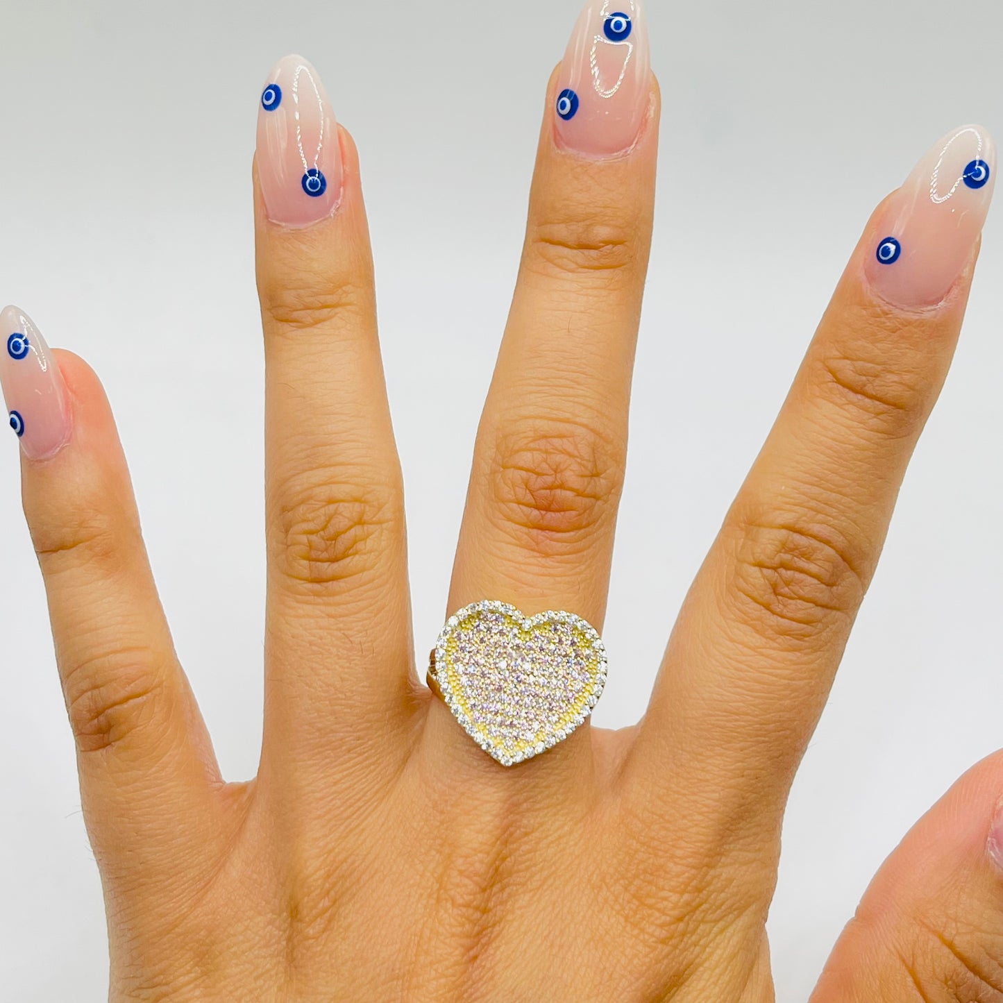 10k Gold Flat Cz Pink Heart Ring (L)