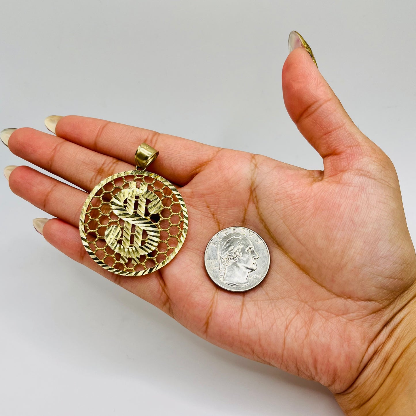 10k Gold Round Money-sign Charm