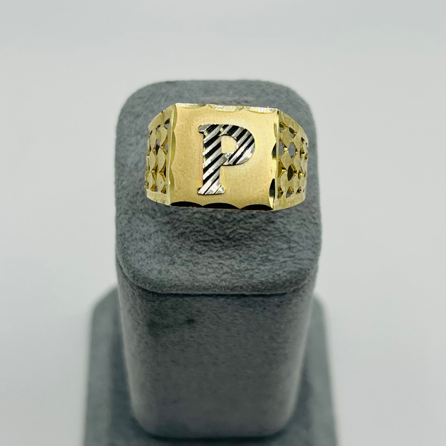 10K Gold Square Initial Ring (Large)