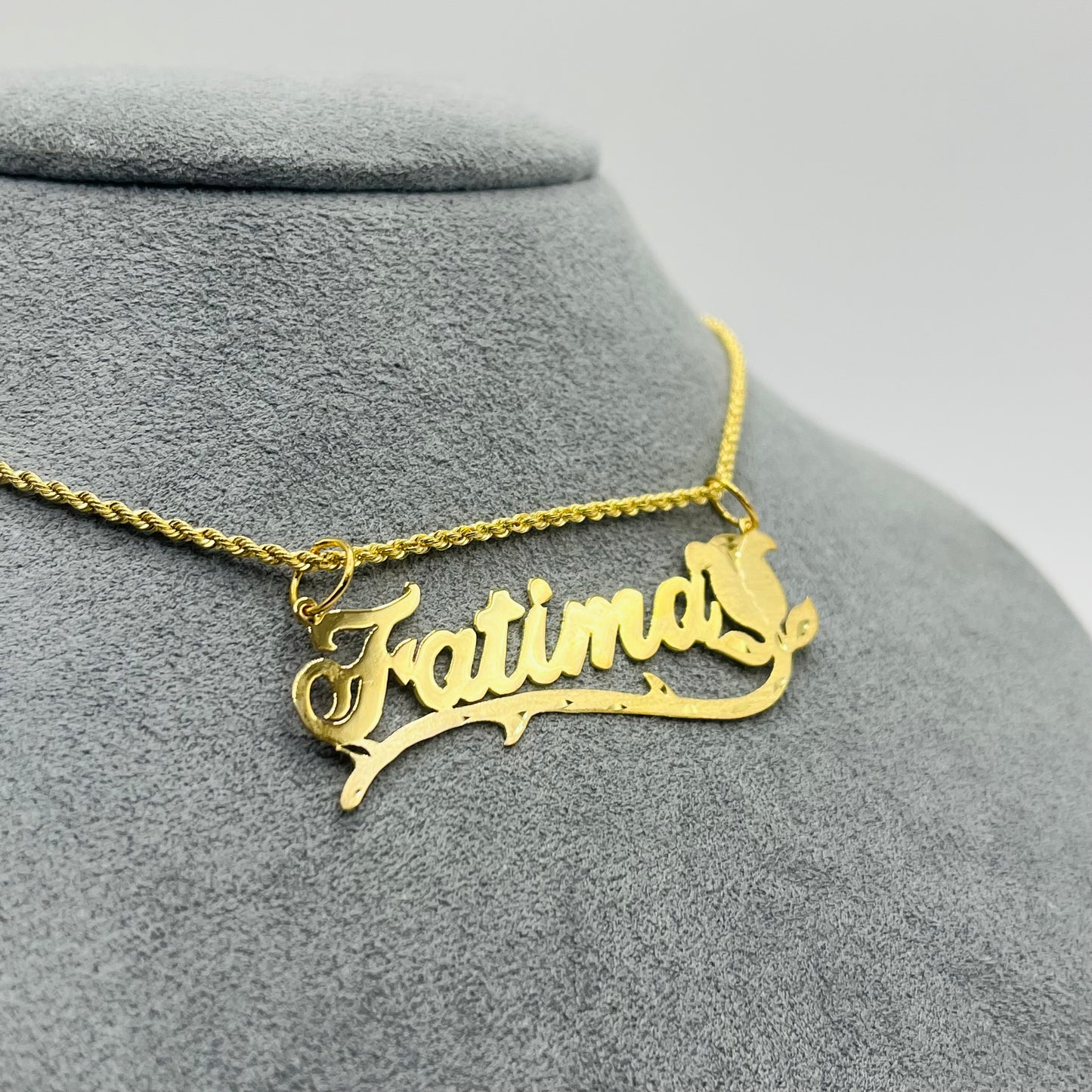 10K Gold Bed of Roses Custom Nameplate