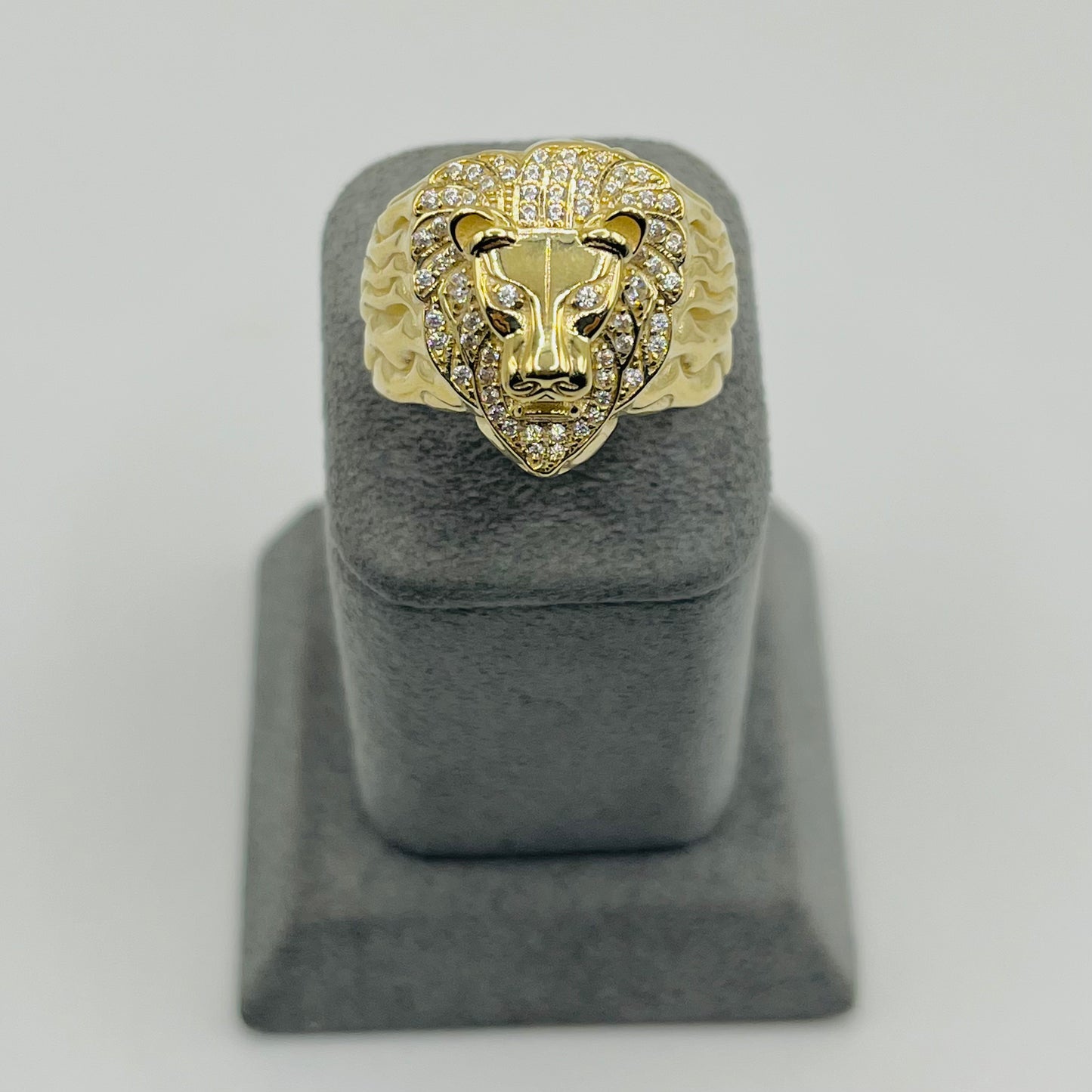 10K Gold Cz Lions Head Lightweight Ring (S)