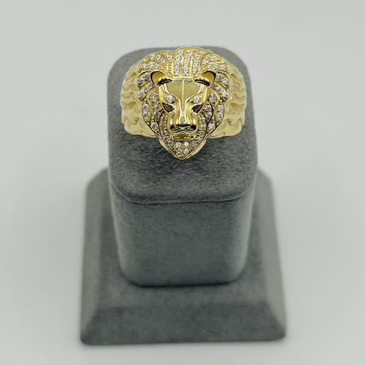 10K Gold Cz Lions Head Lightweight Ring (S)