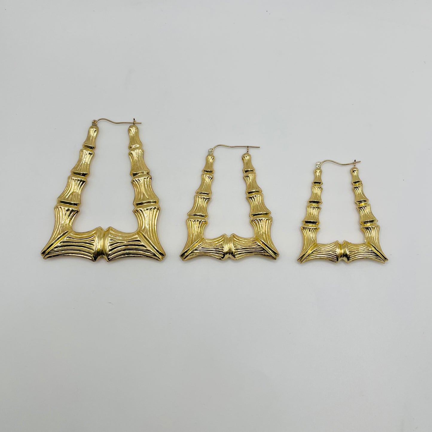 10K Gold XL Door Knocker Bamboo Hoop Earrings