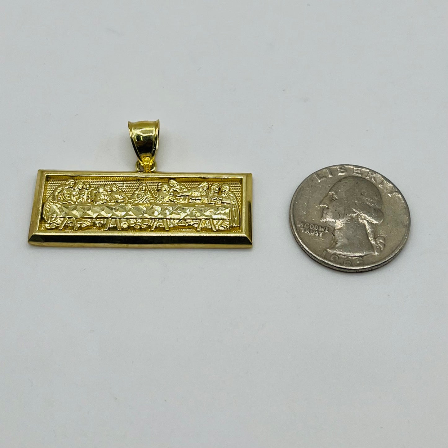 10K Gold Rectangle Last Supper Charm
