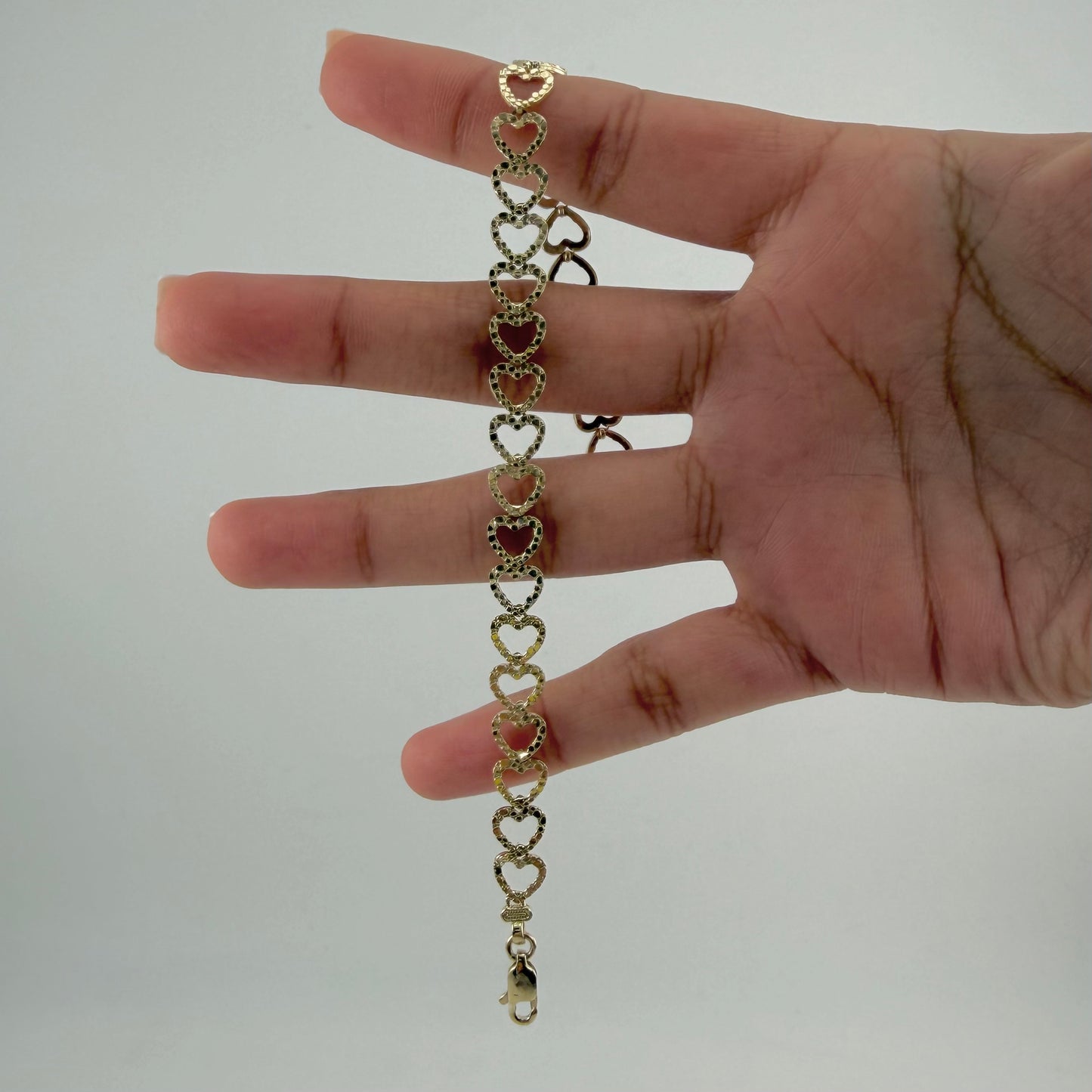 10k Gold Open Heart Nugget Bracelet