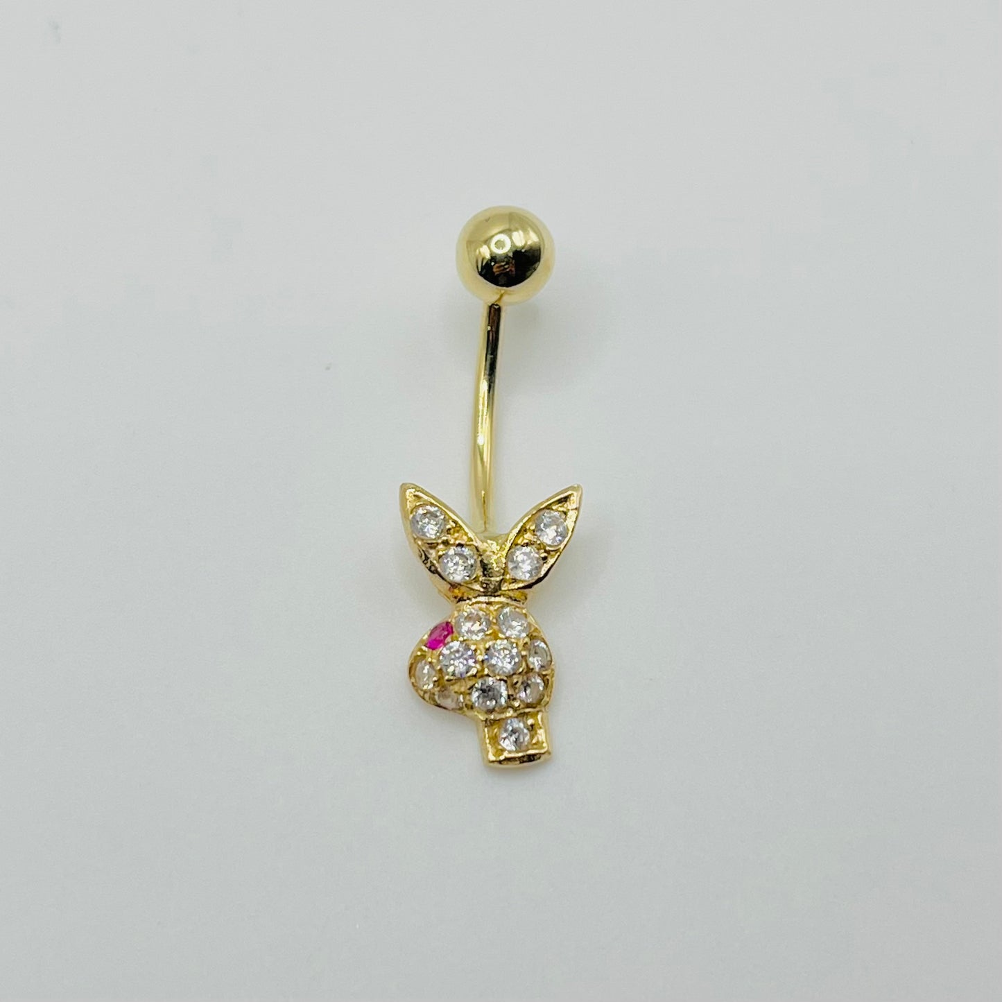 14k Gold Cz Bunny Belly Ring