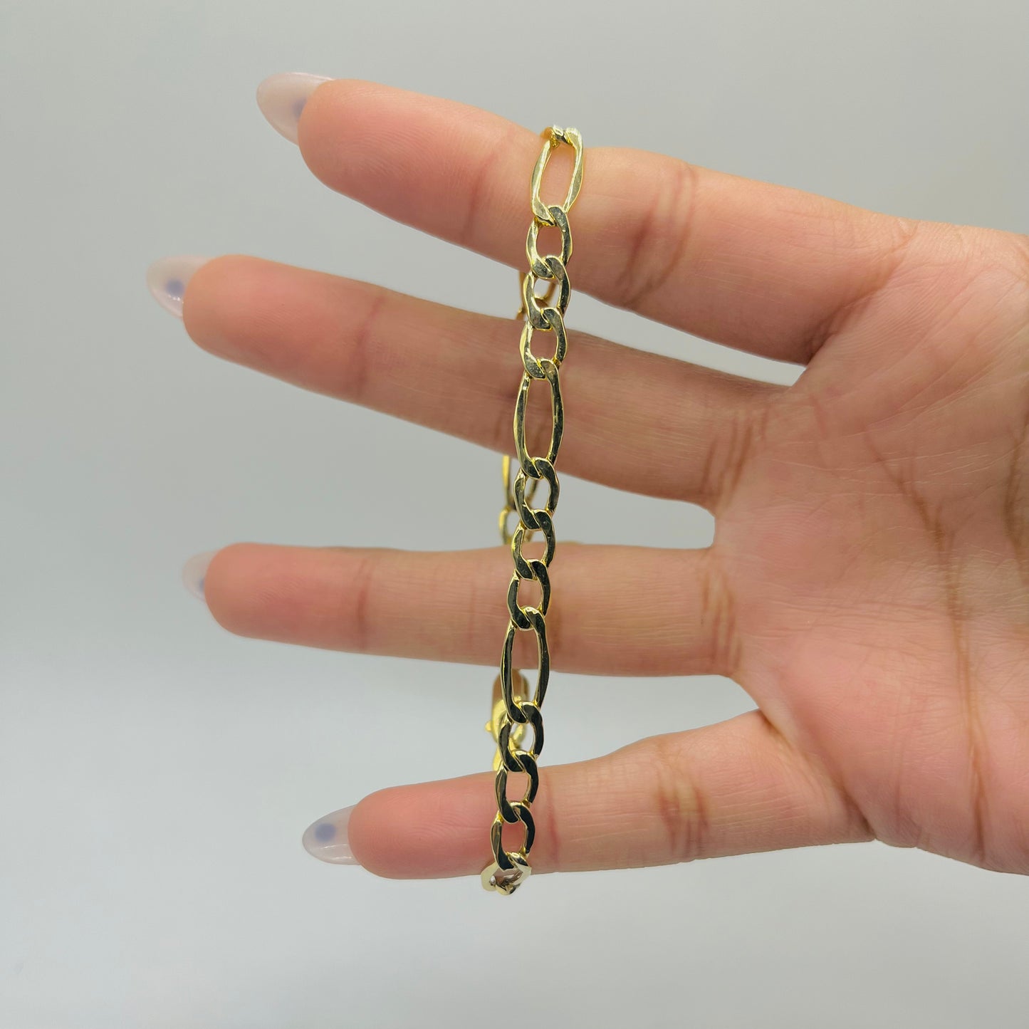 14K Gold 5.5mm Hollow Figaro Bracelet